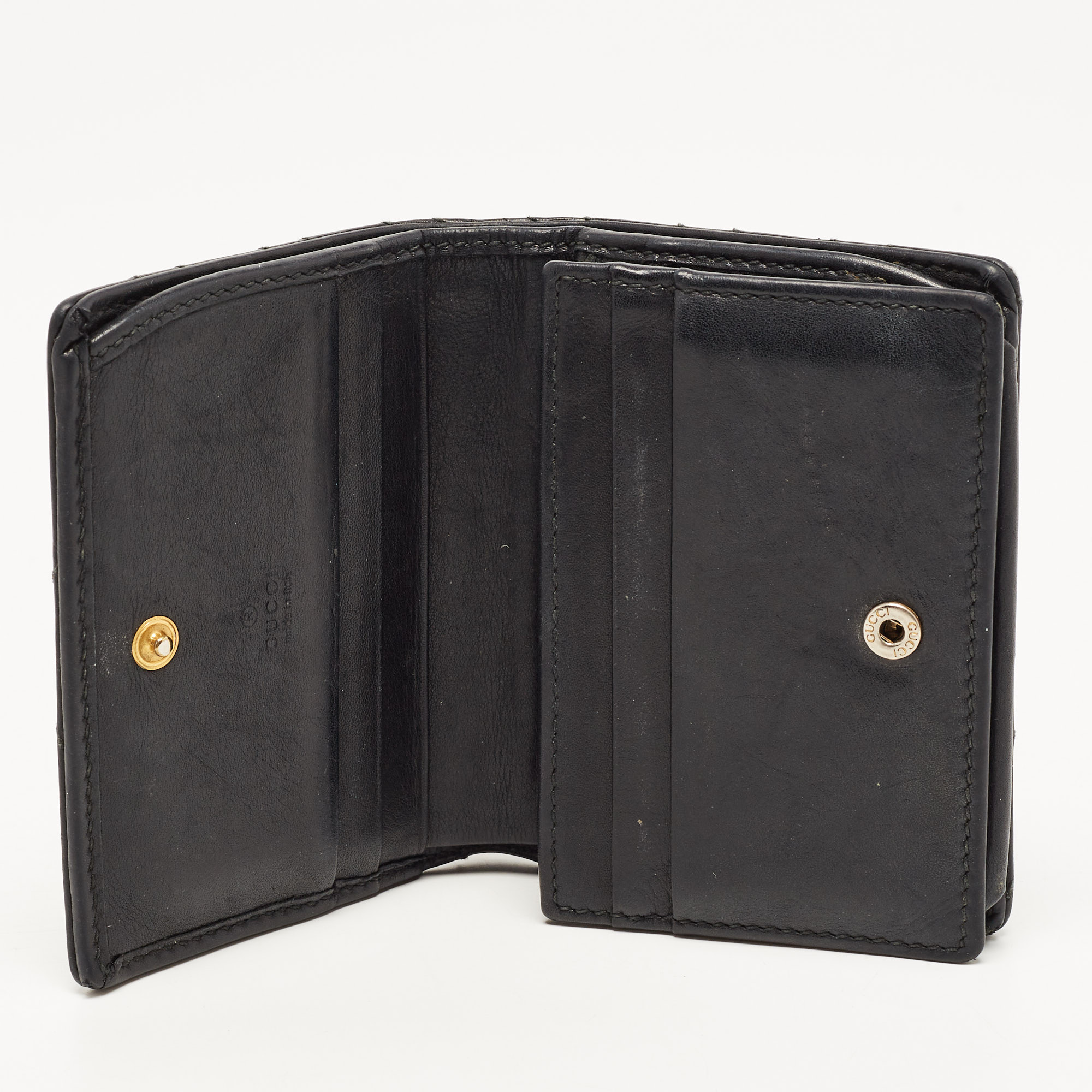 

Gucci Charcoal Black Matelassé Leather GG Marmont Card Case