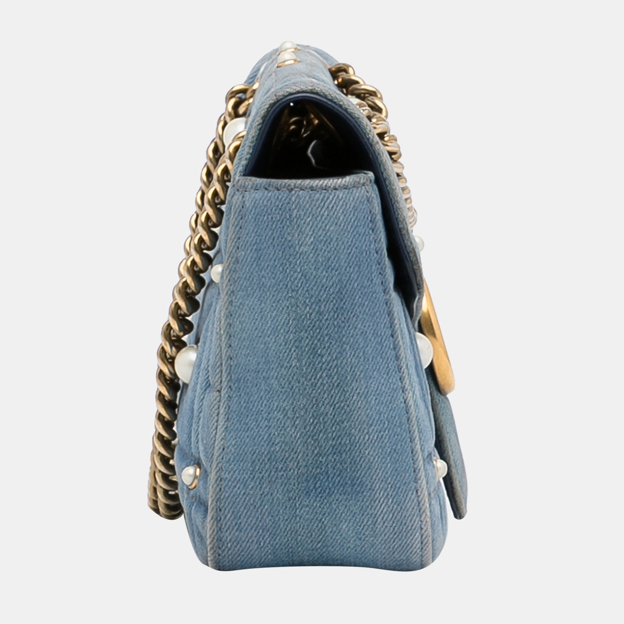 

Gucci Blue GG Marmont Pearl Studded Matelasse Crossbody