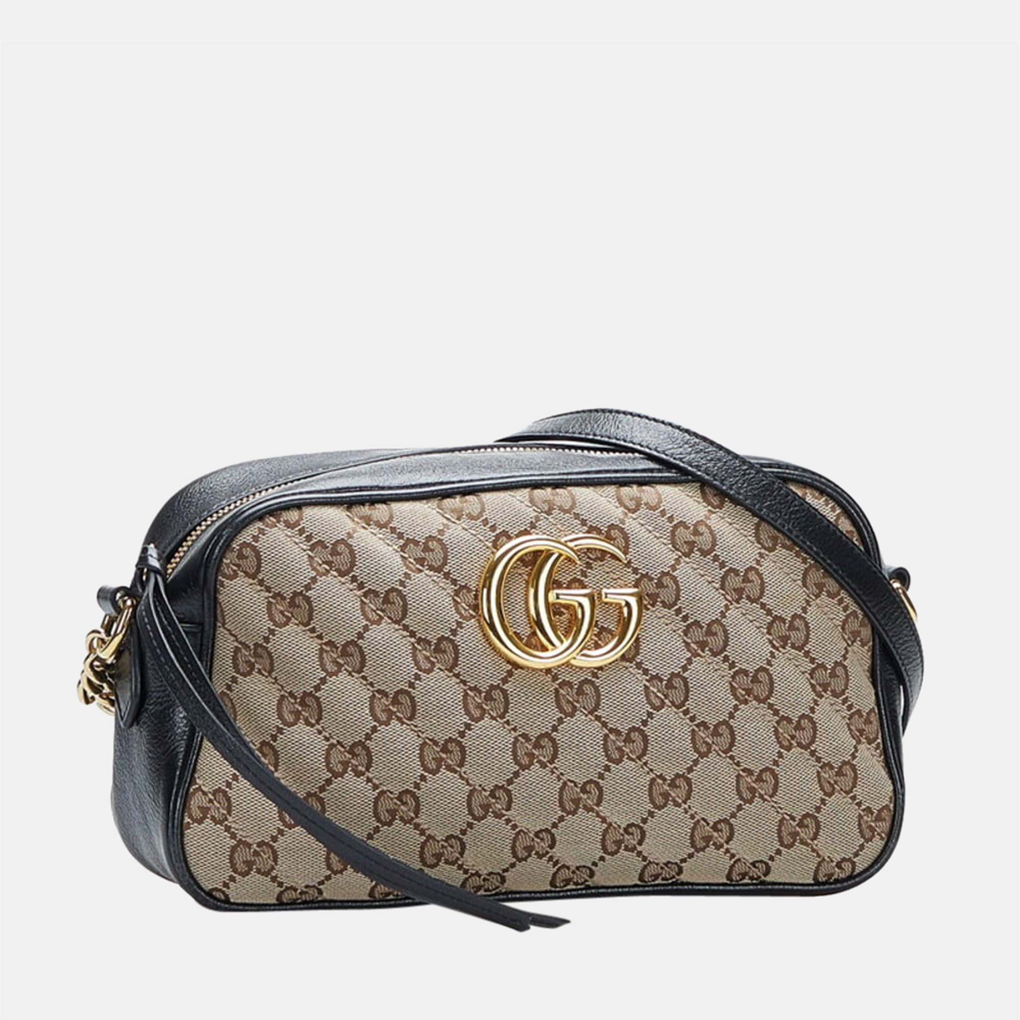 

Gucci Beige GG Canvas and Leather Small GG Marmont Chain Shoulder Bag