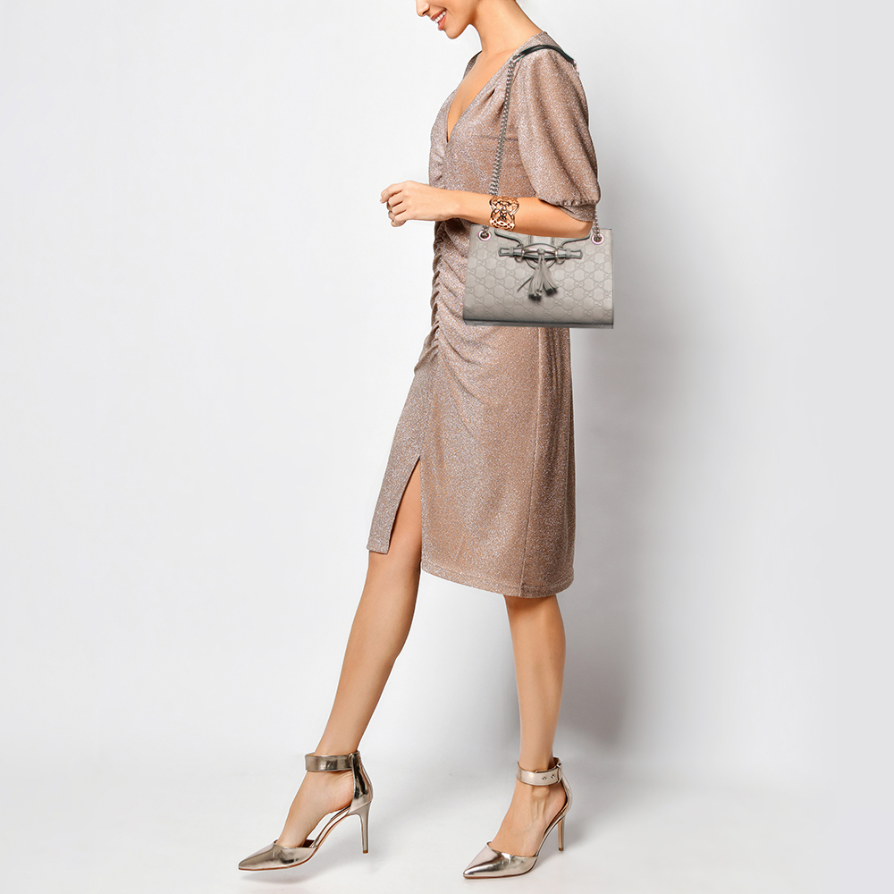 

Gucci Grey Guccissima Leather  Emily Chain Shoulder Bag
