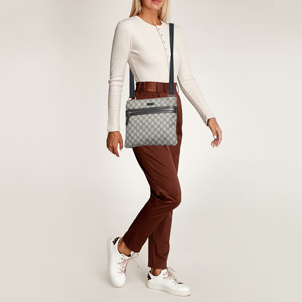 

Gucci Grey/Blue GG Supreme Canvas and Leather Crossbody Bag