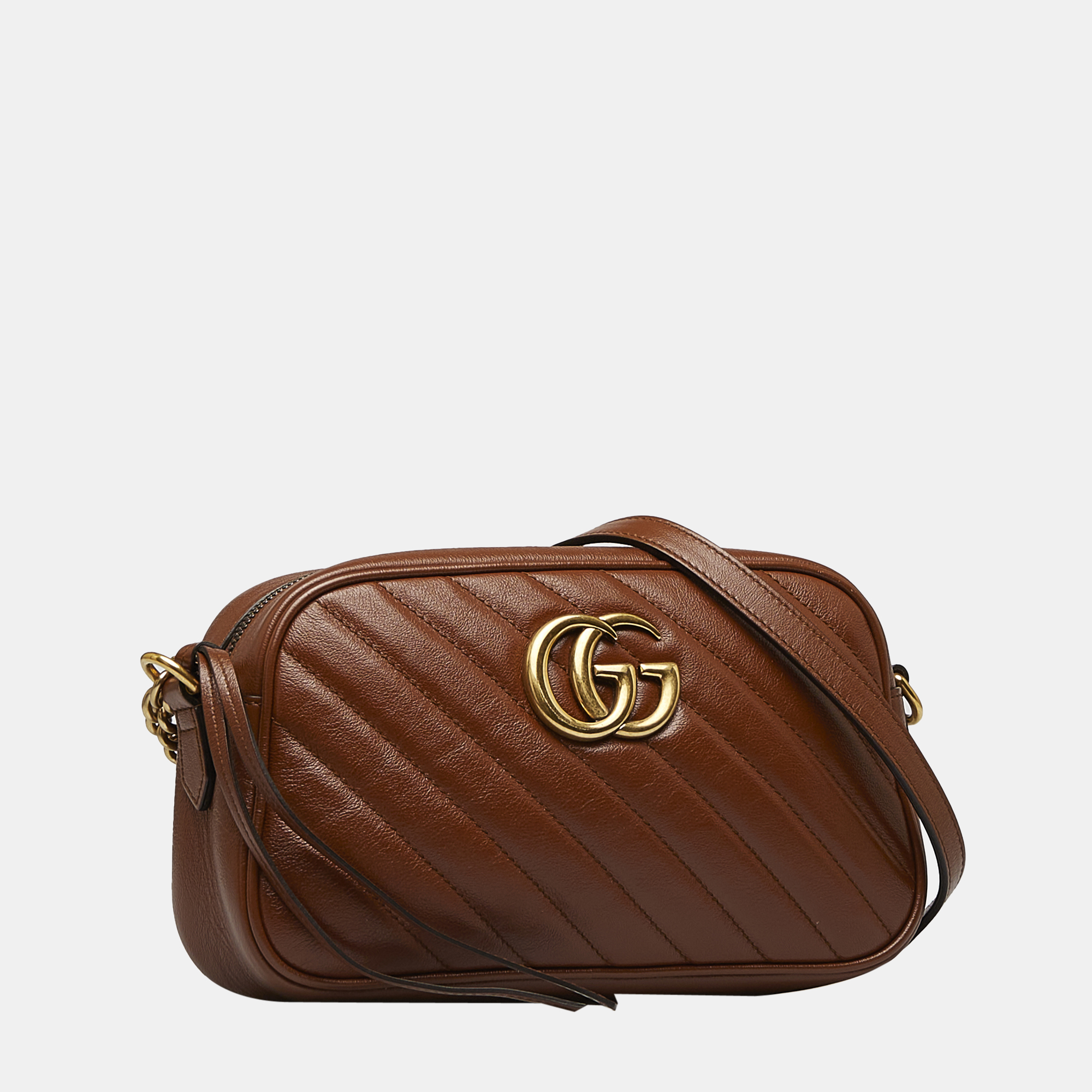 

Gucci Brown Small GG Marmont Matelasse Crossbody