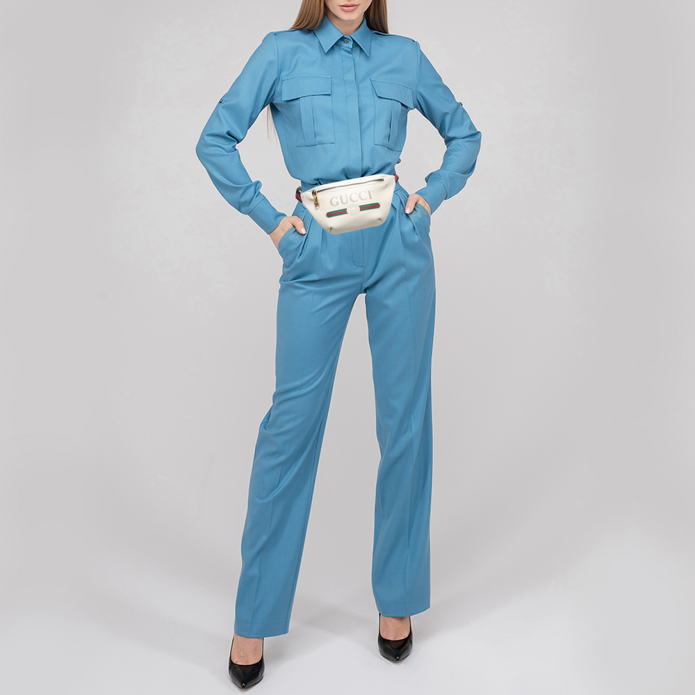 

Gucci Off White Leather Logo Web Belt Bag