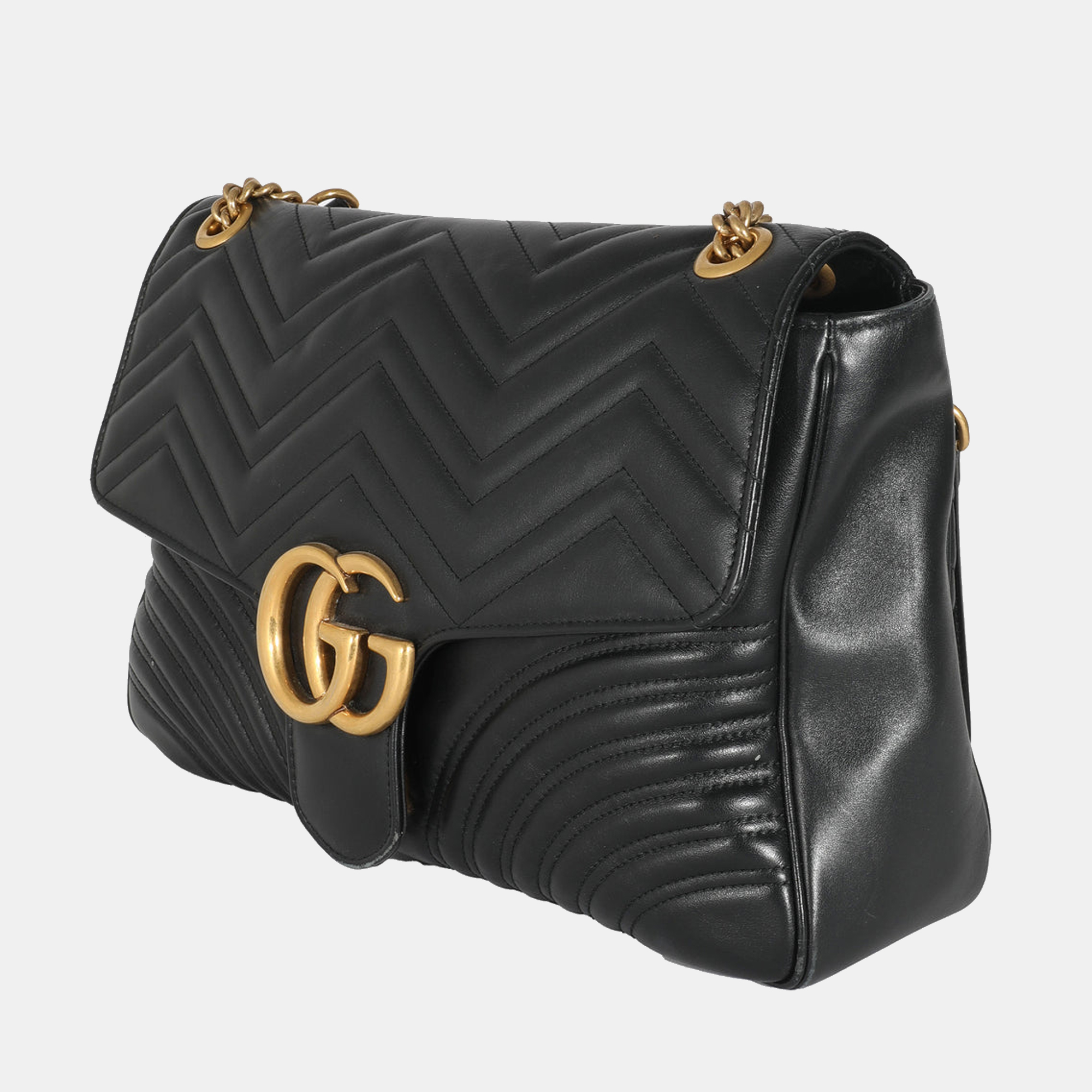 

Gucci Black Matelasse Leather Large GG Marmont Shoulder Bag