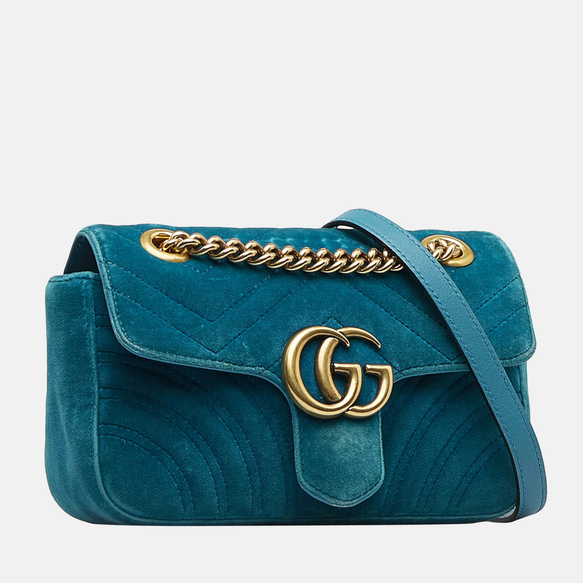 

Gucci Blue Mini GG Marmont Matelasse Crossbody Bag