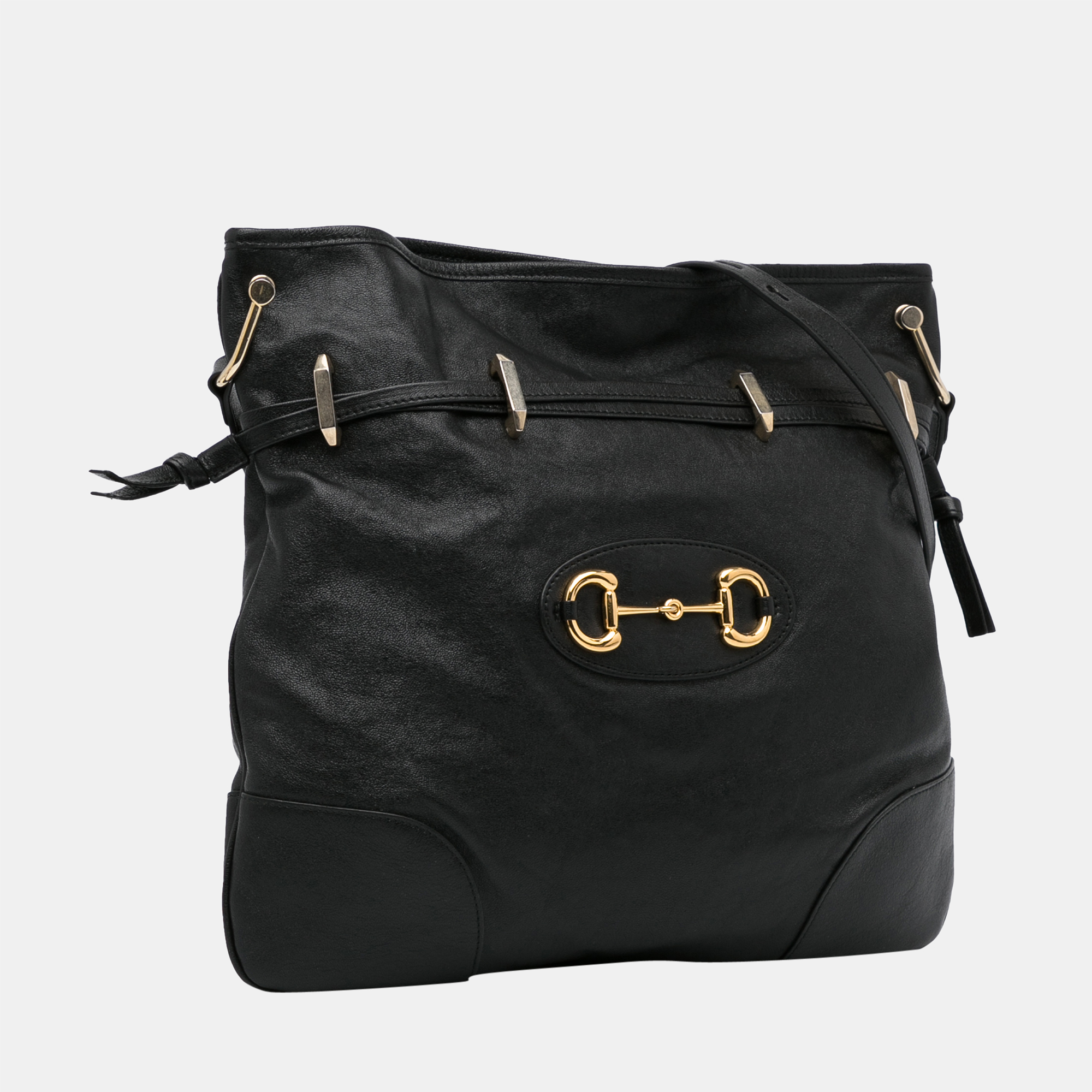 

Gucci Black Horsebit 1955 Drawstring Crossbody Bag