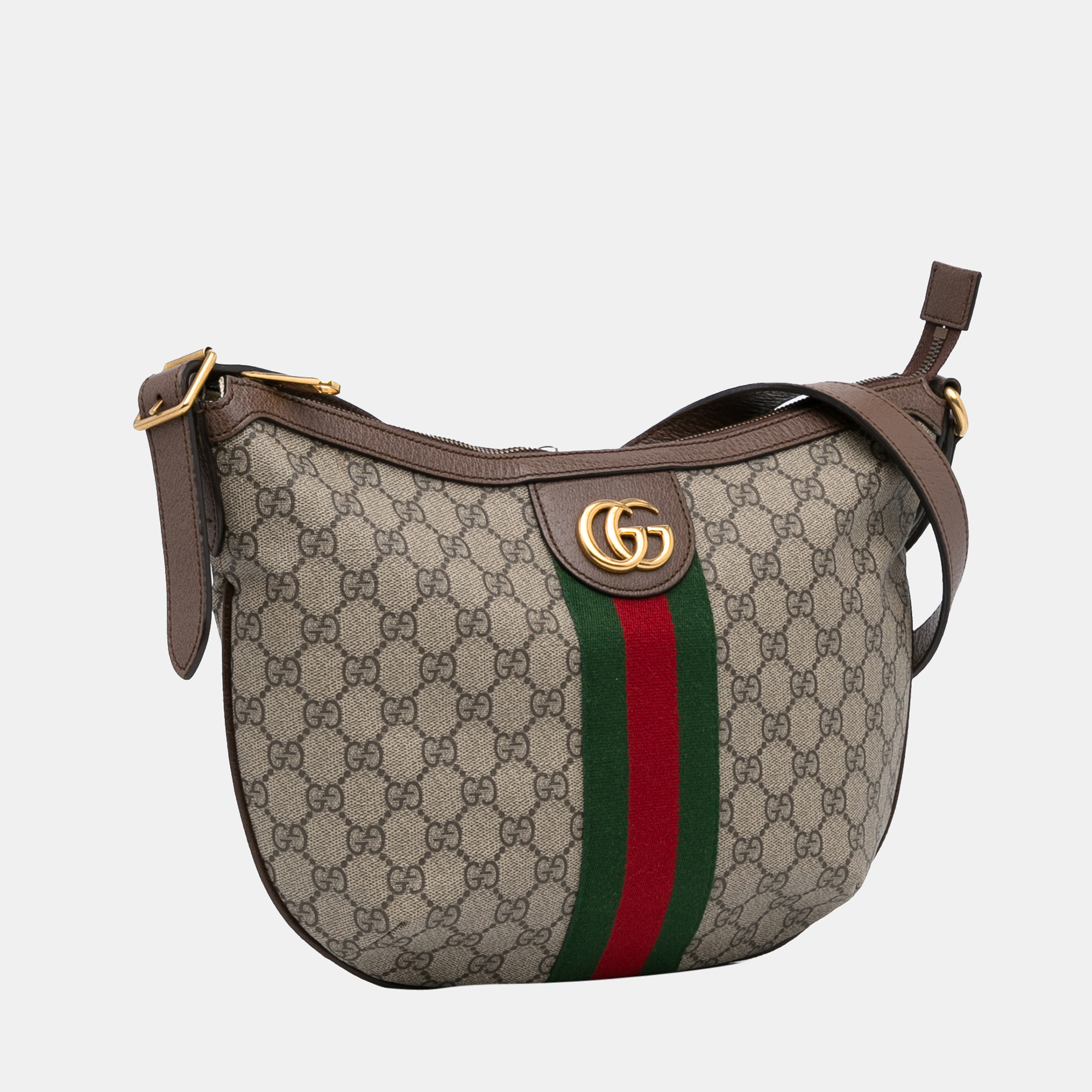 

Gucci Beige/Brown GG Supreme Web Ophidia Half Moon