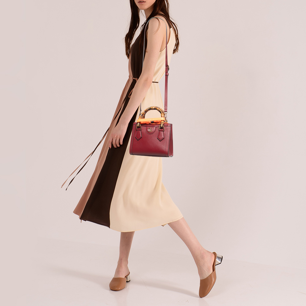 

Gucci Red Leather Mini Diana Tote