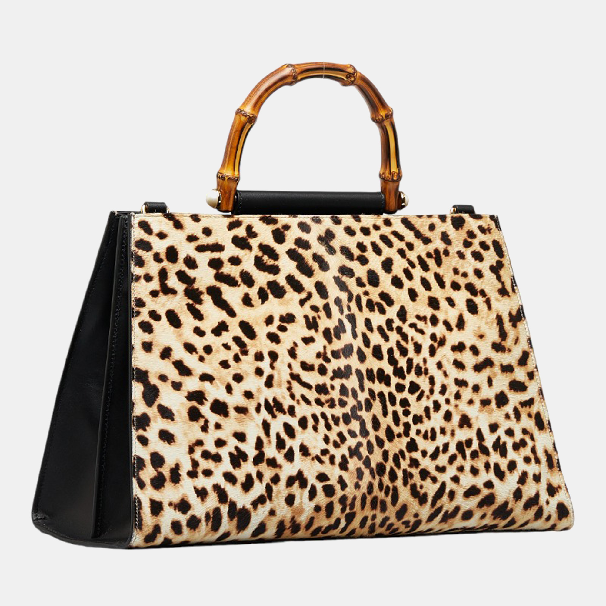 

Gucci Beige/Brown Ponyhair Bamboo Large Nymphaea Tote Bag