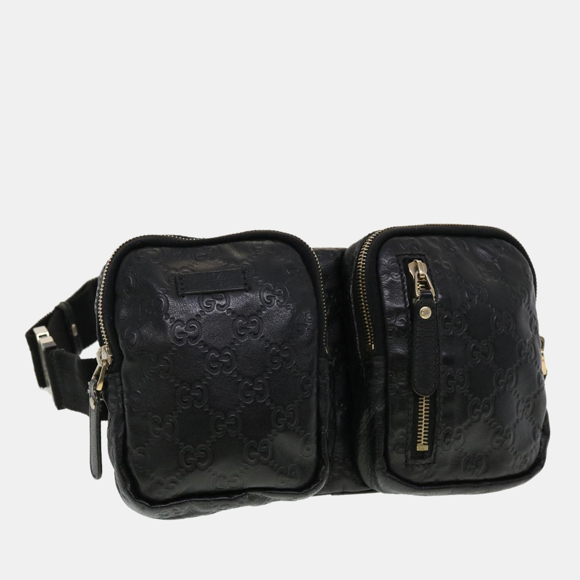 

Gucci Black GG Embossed Leather Guccissima Belt Bag