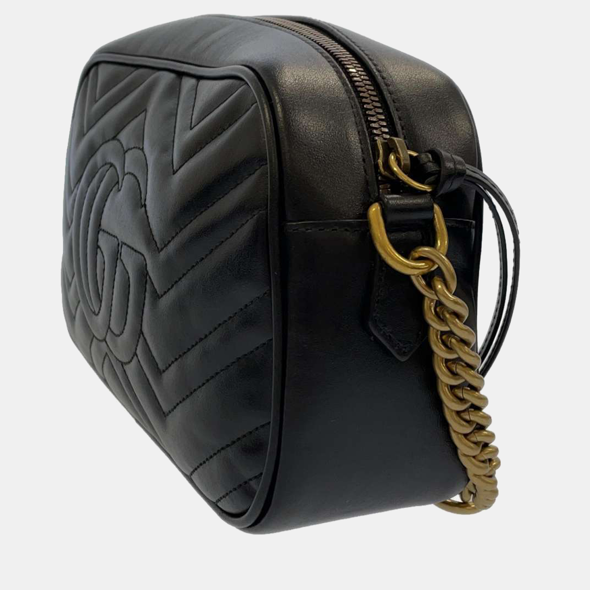 

Gucci Black Leather Small GG Marmont Shoulder Bag