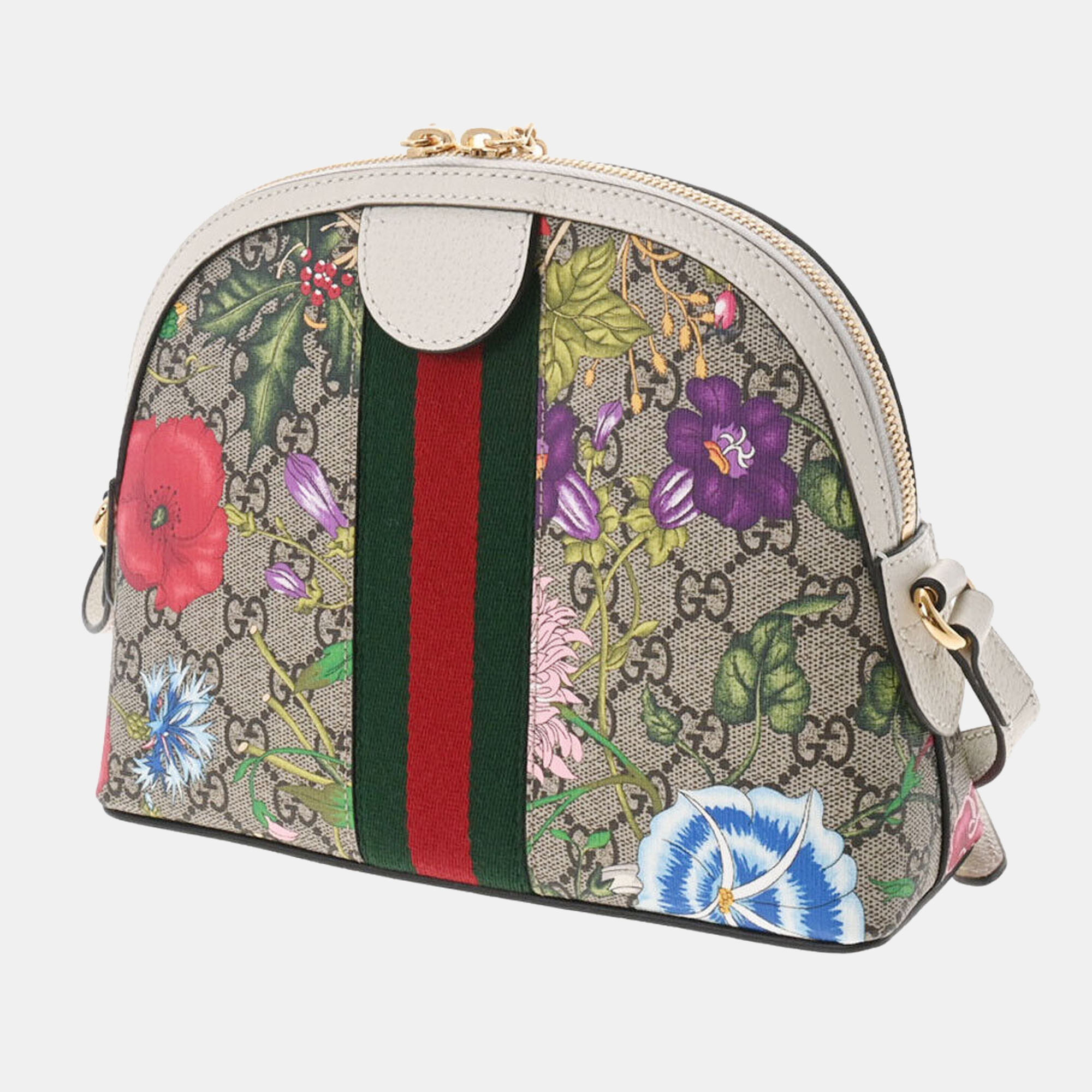 

Gucci Beige GG Supreme Canvas Flora Shoulder Bag