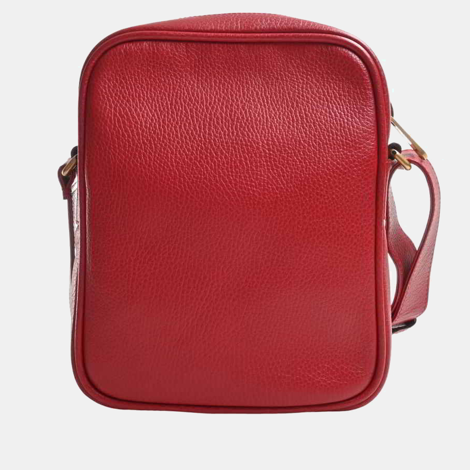 

Gucci Red Leather Logo Zip Web Messenger Bag