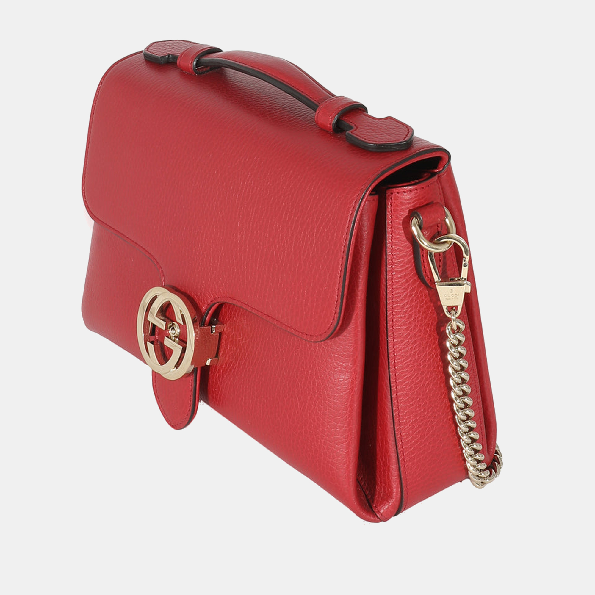 

Gucci Red Calfskin Small Interlocking G Dollar Top Handle Bag