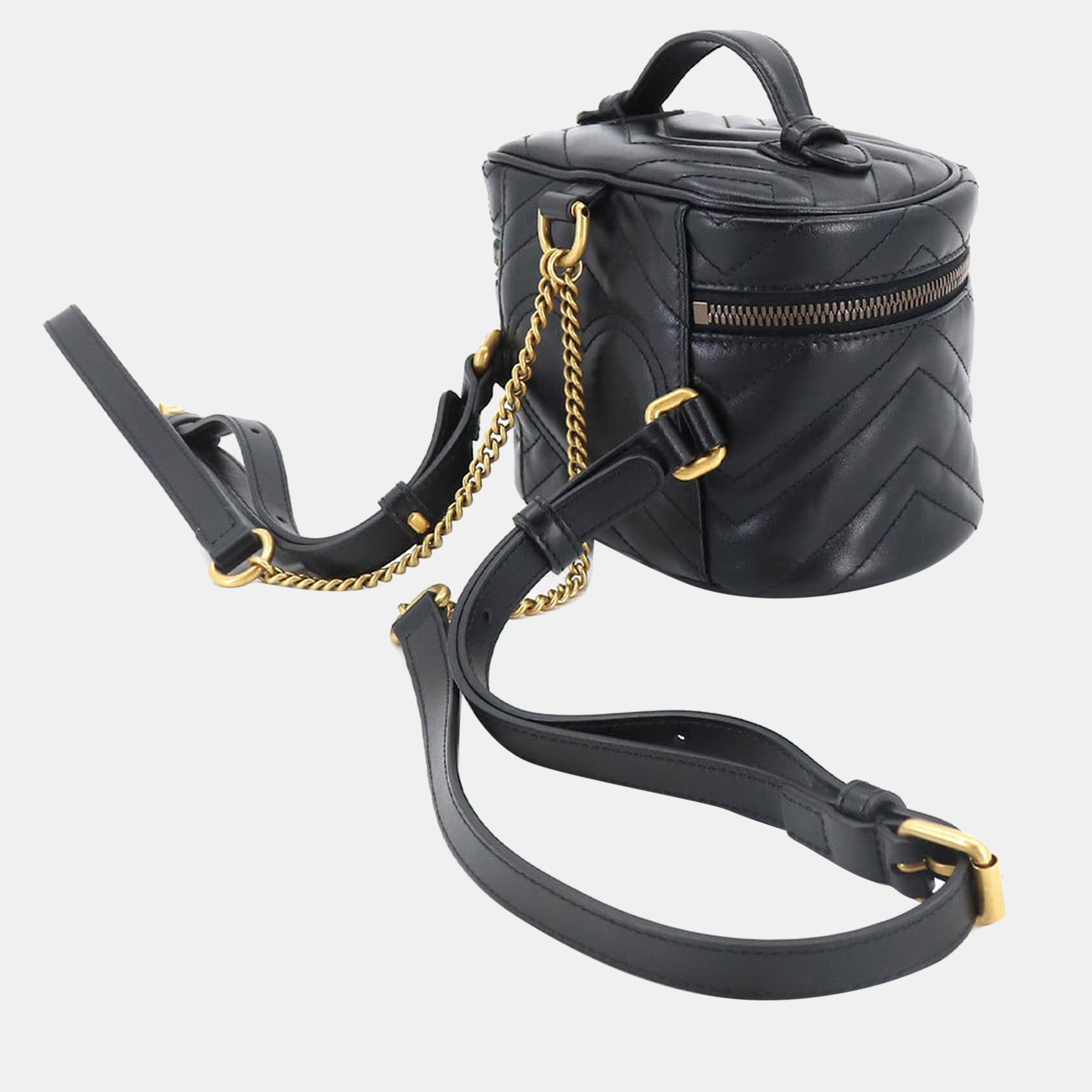 

Gucci Black Leather Mini GG Marmont Round Backpack