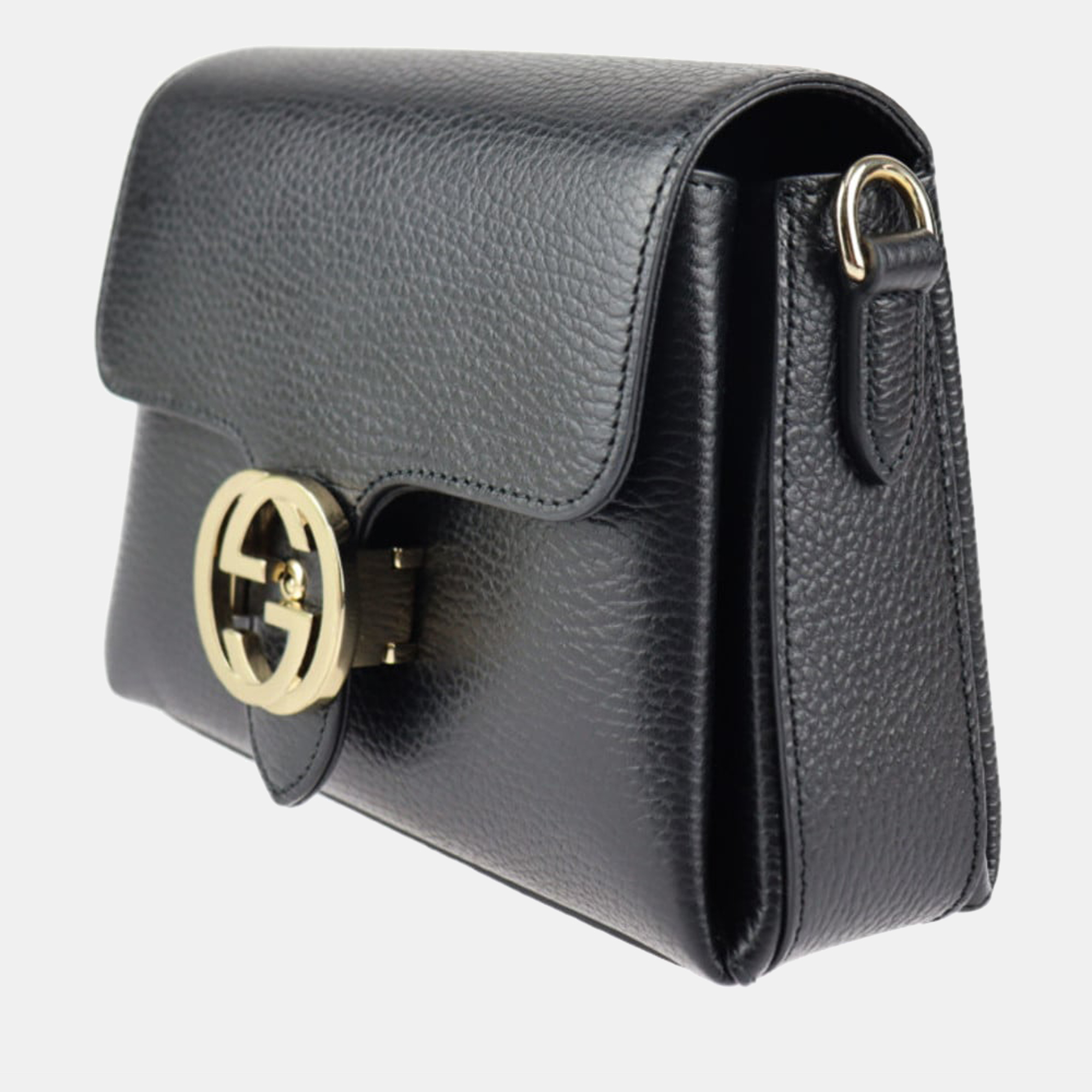 

Gucci Black Leather Small Dollar Interlocking G Crossbody Bag