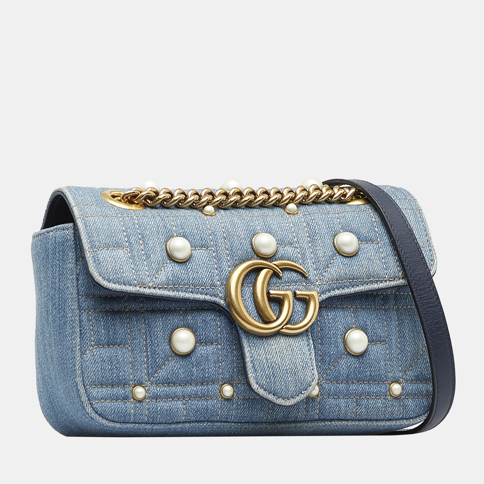 

Gucci Blue Mini Pearly GG Marmont Matelasse Shoulder Bag