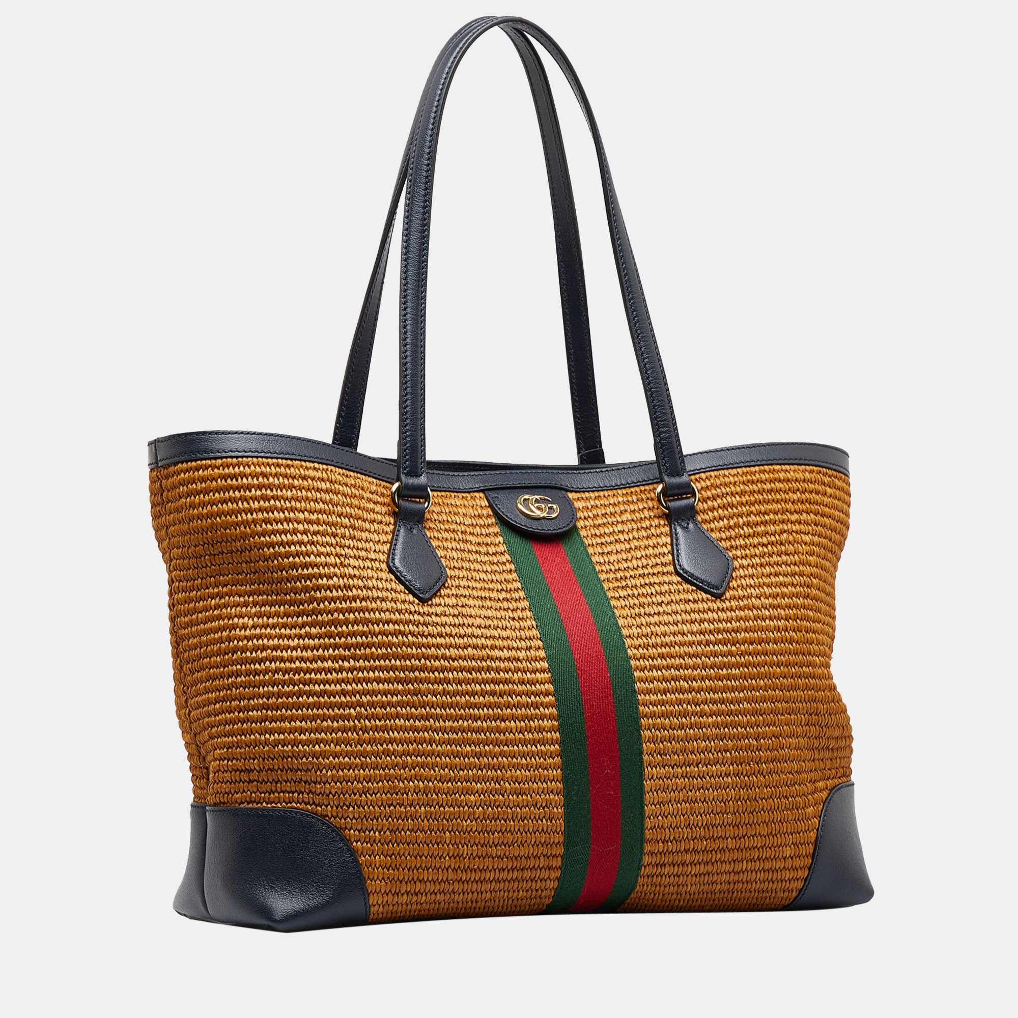 

Gucci Brown Medium Raffia Ophidia Tote Bag