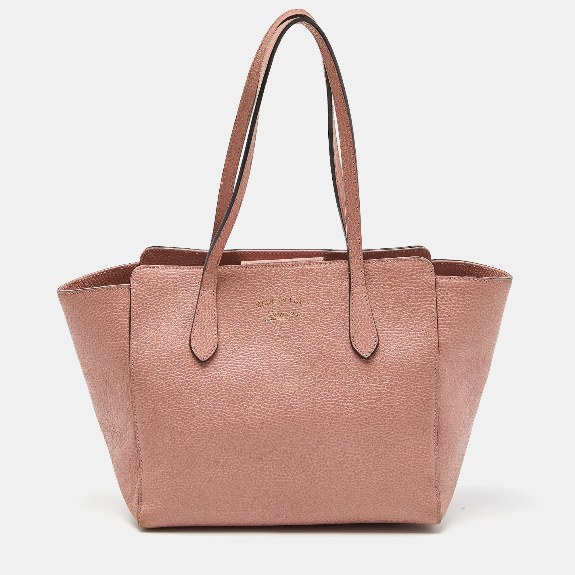 

Gucci Pink Pebbled Leather Small Swing Tote