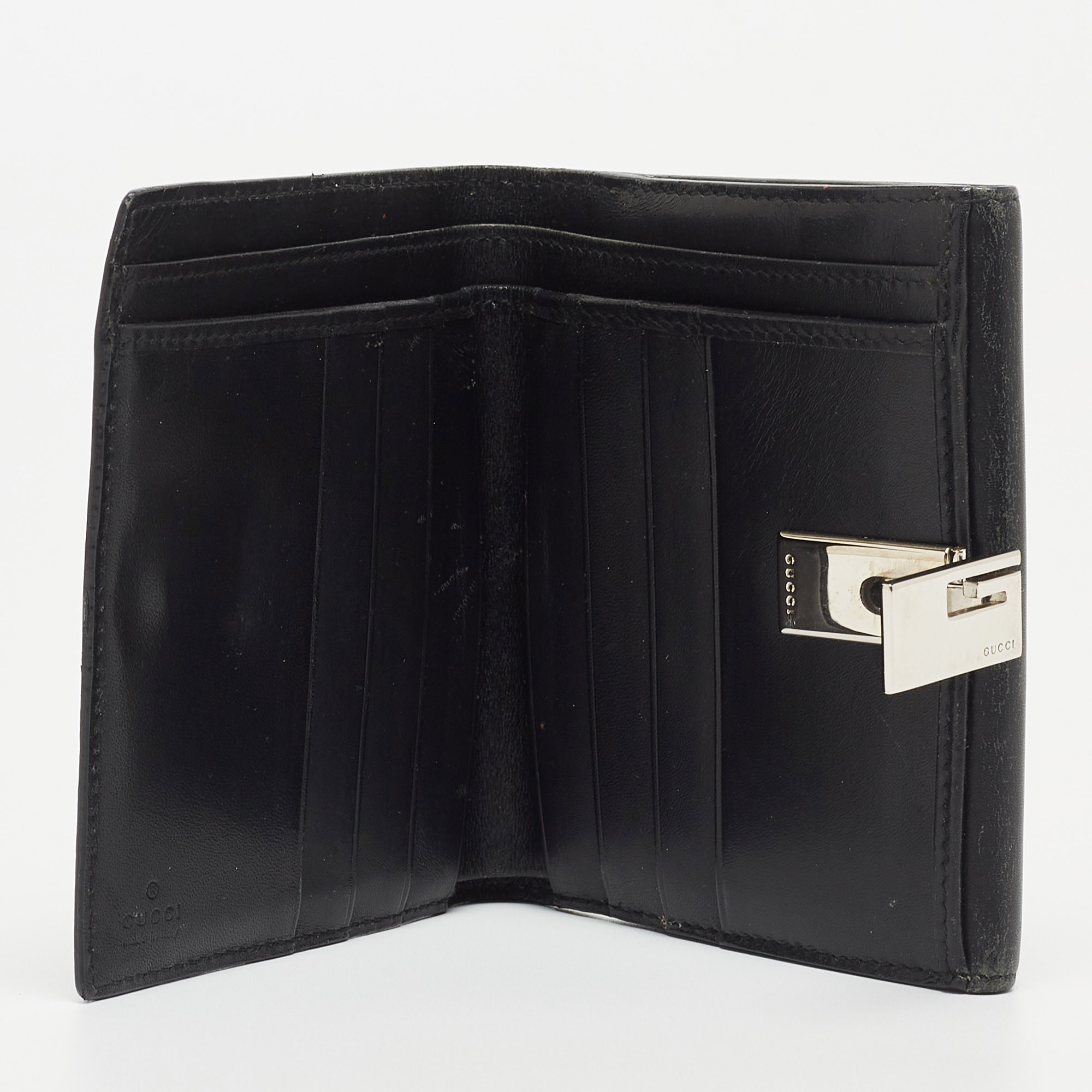 

Gucci Black Leather Square G French Wallet