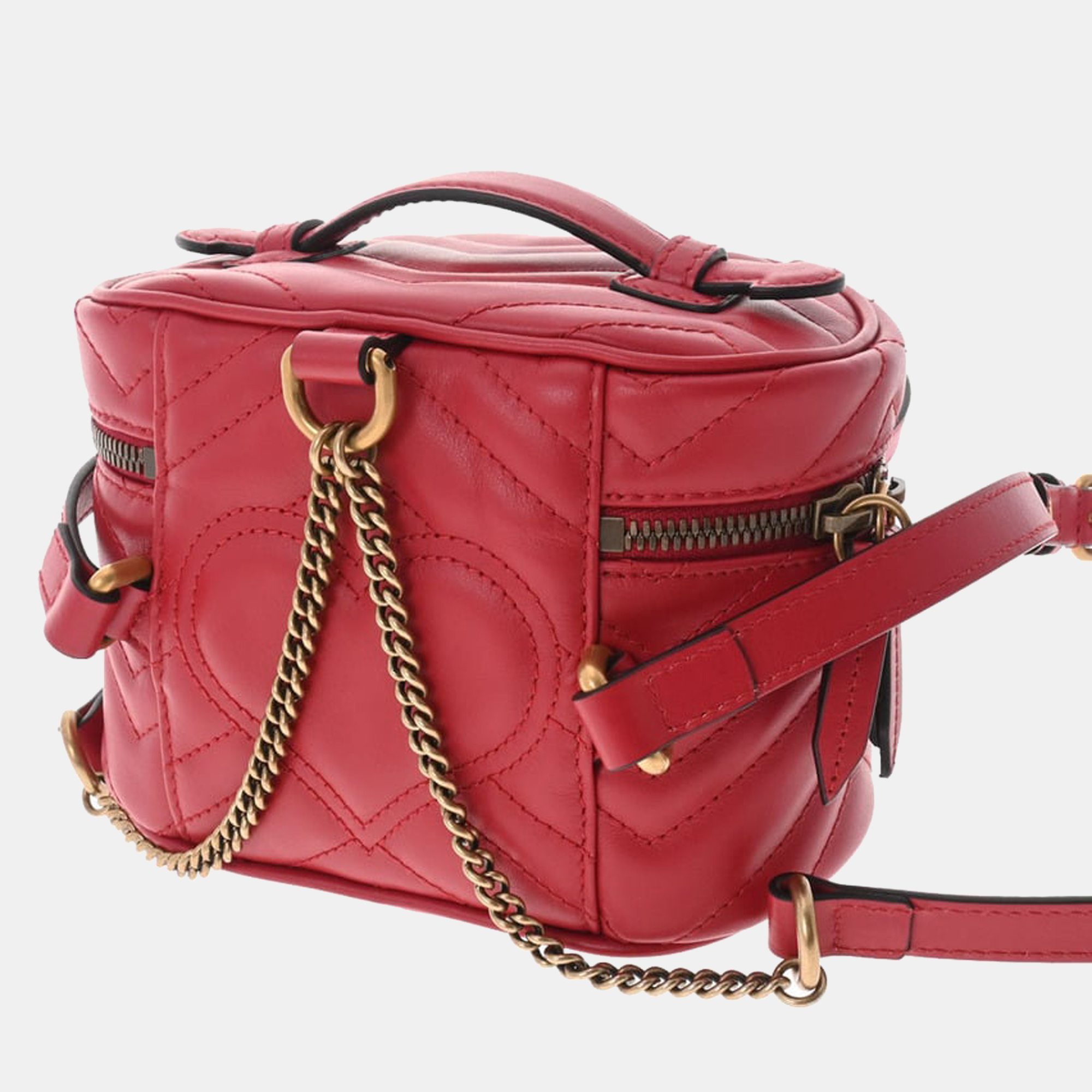 

Gucci Red Leather GG Marmont Round Backpack