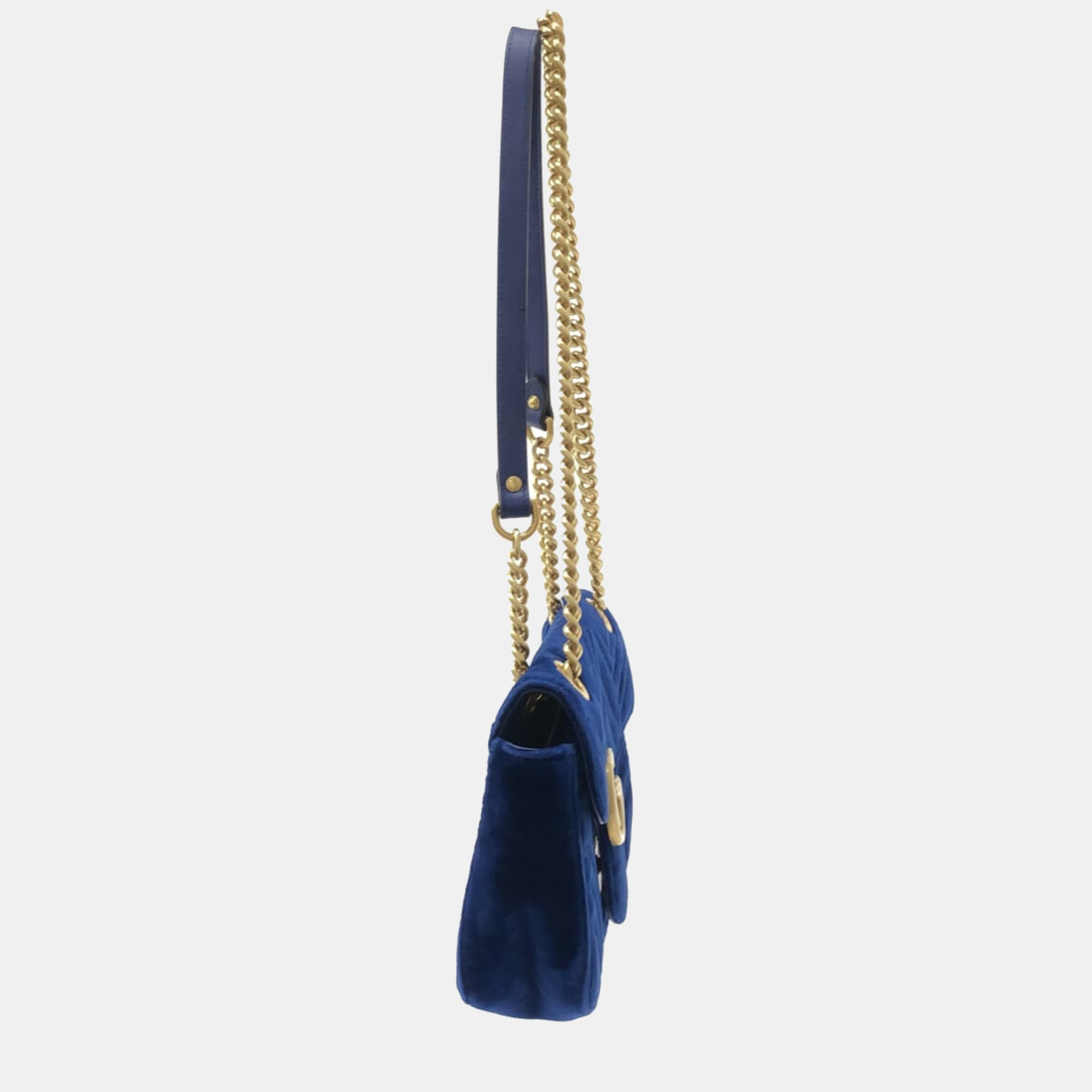 

Gucci Navy Velvet GG Marmont shoulder bag, Navy blue