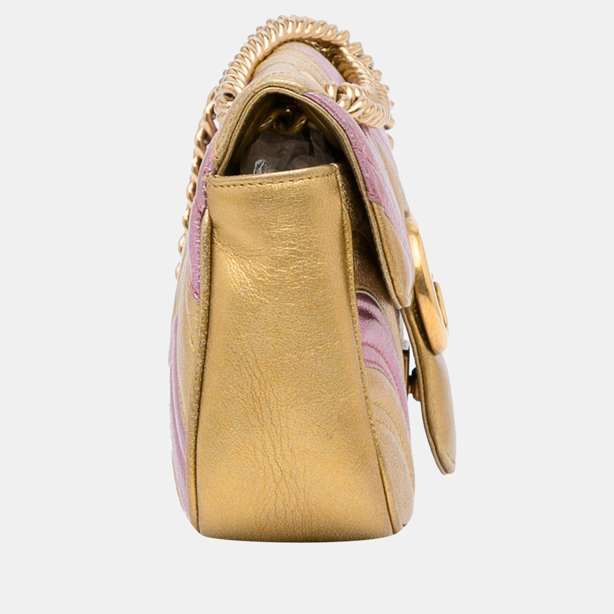 

Gucci Gold/Pink Small GG Marmont Matelasse Crossbody Bag