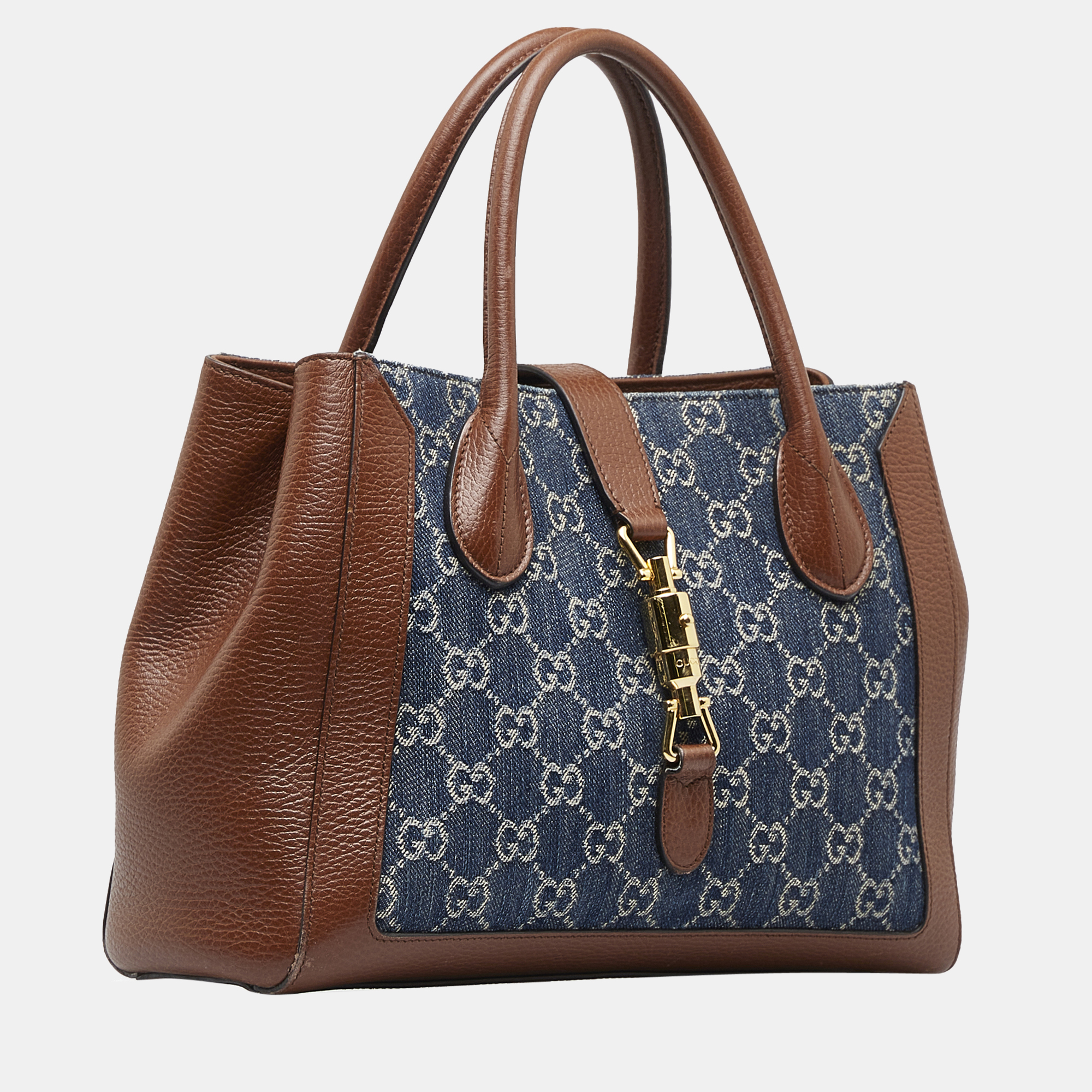 

Gucci Blue/Brown Medium GG Denim Jackie 1961 Tote