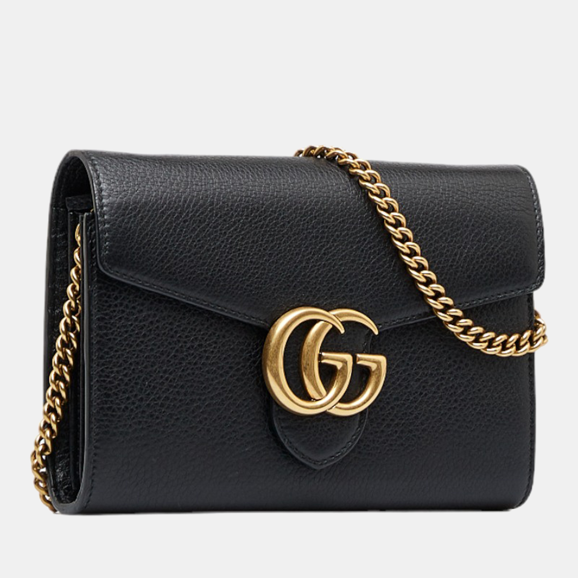 

Gucci Black GG Marmont Leather Wallet on Chain Long Wallet
