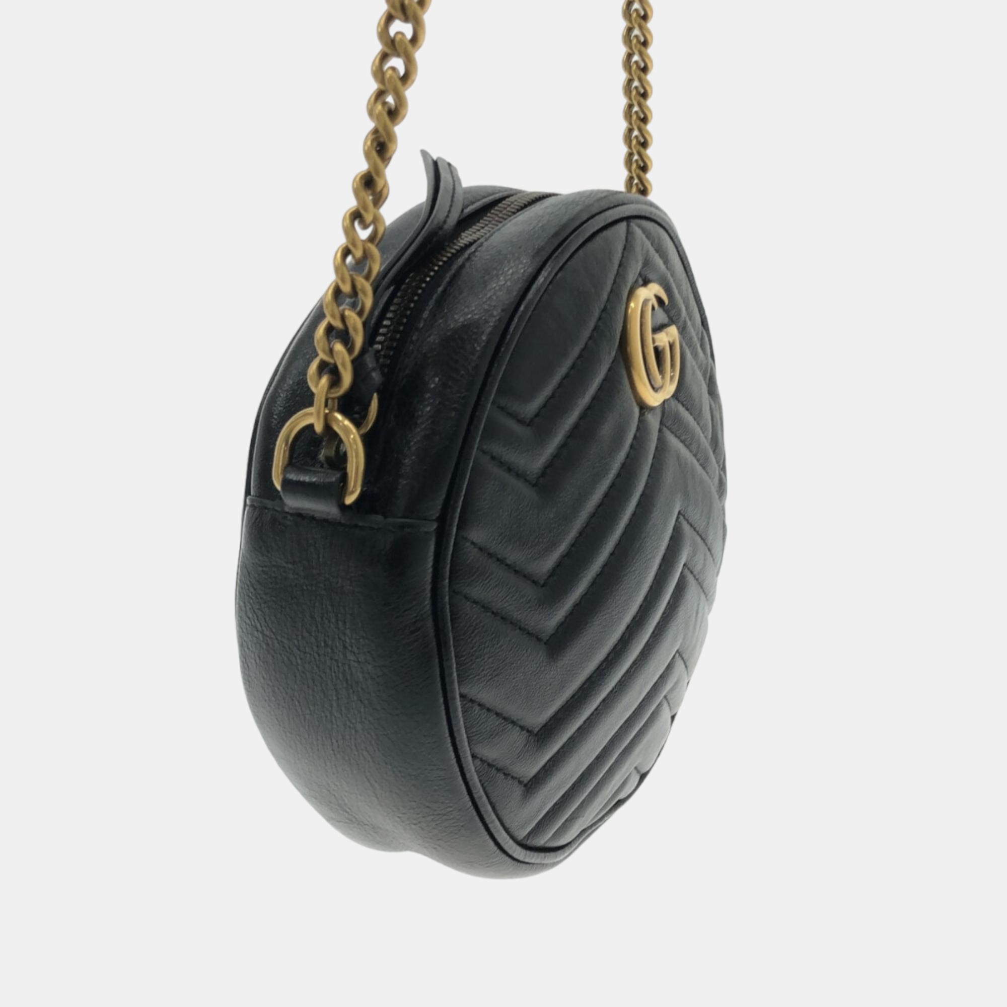 

Gucci Black Leather GG Marmont shoulder Bag