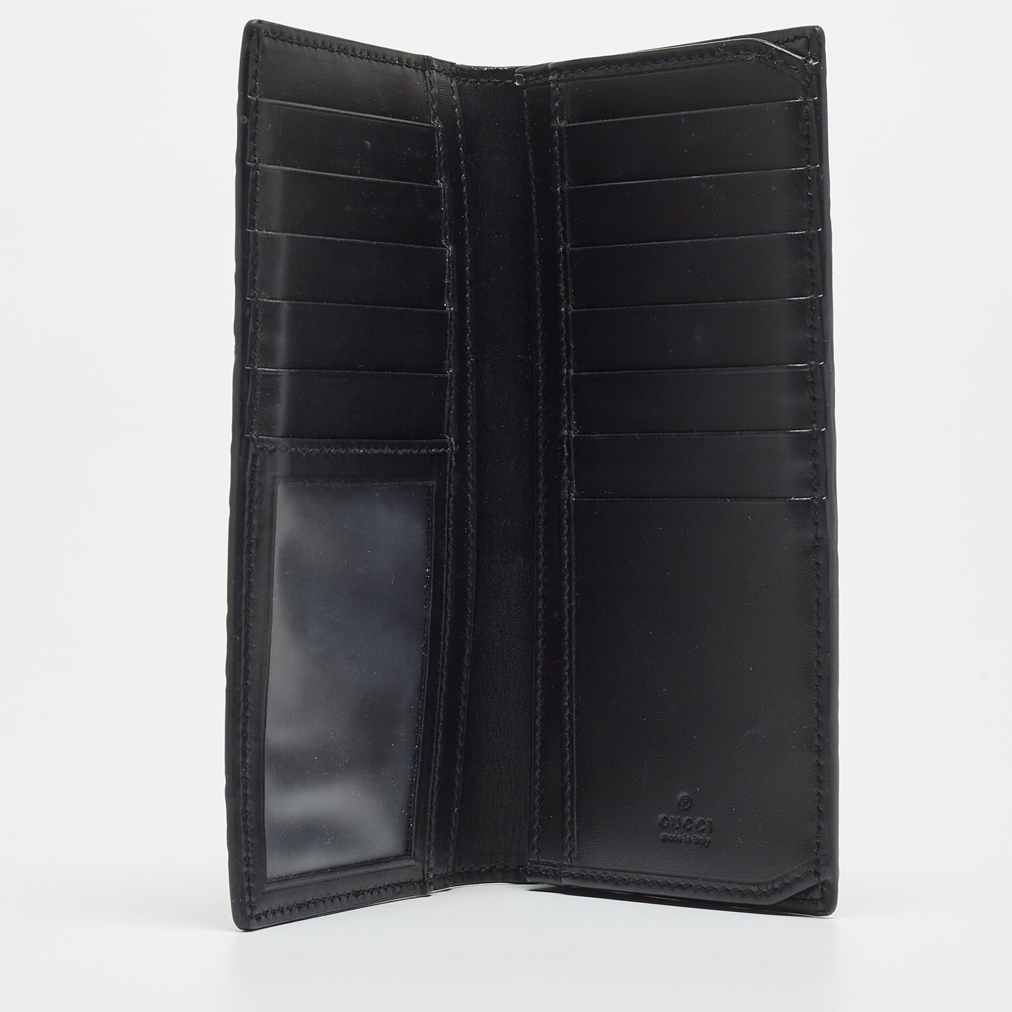 

Gucci Black Guccissima Leather Web Vertical Wallet