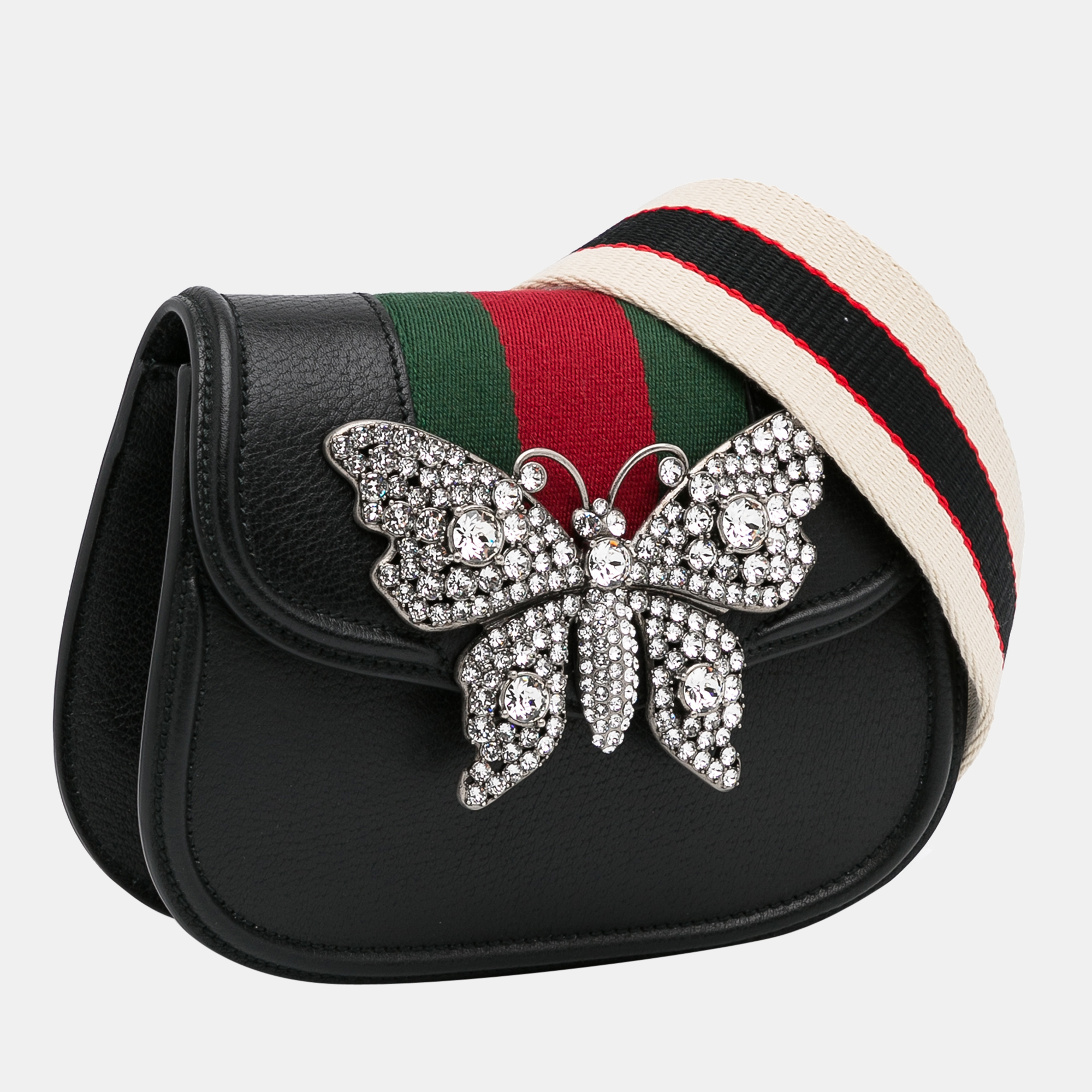 

Gucci Black Small Linea Totem Crystal Butterfly Crossbody