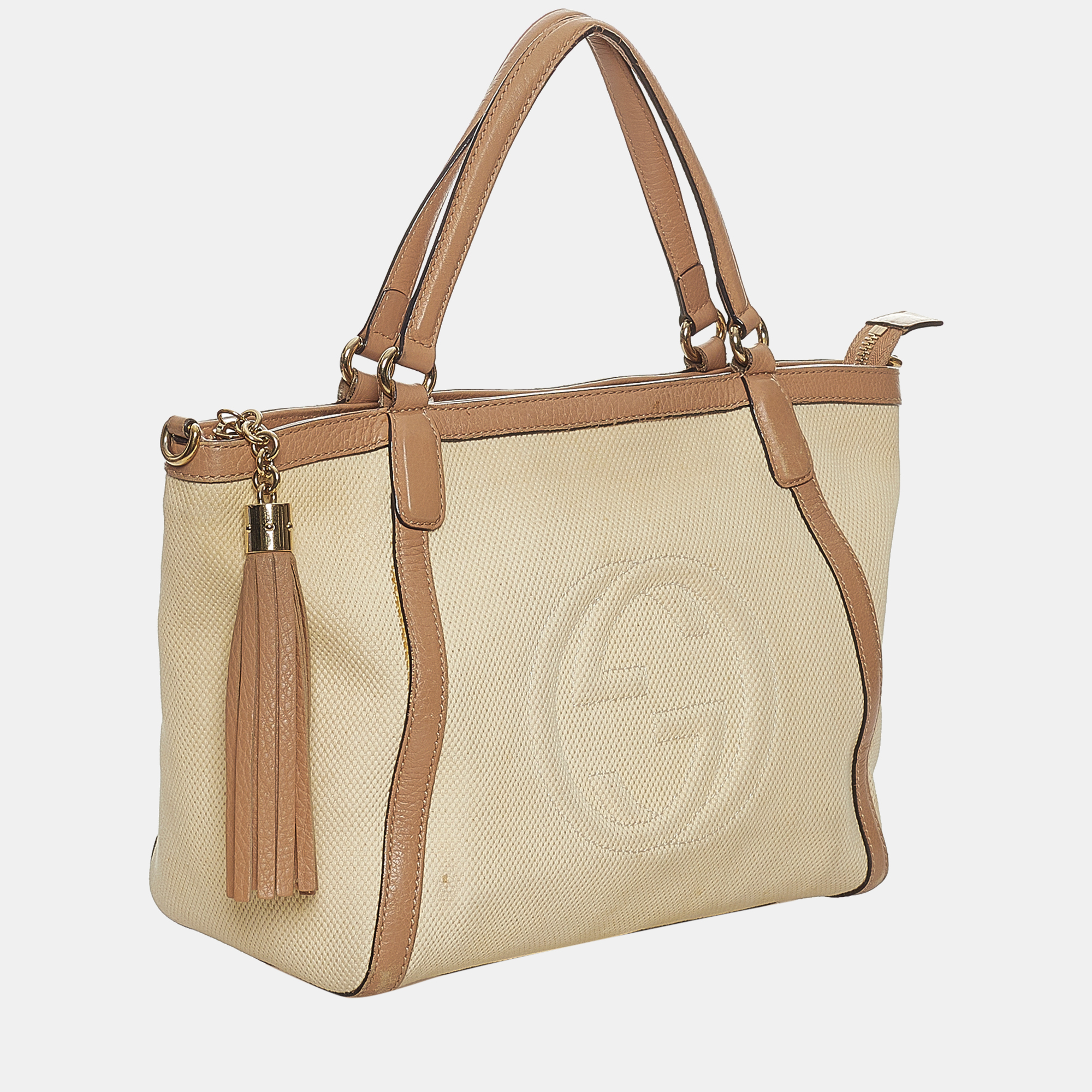 

Gucci Brown/White Soho Cellarius Leather Satchel