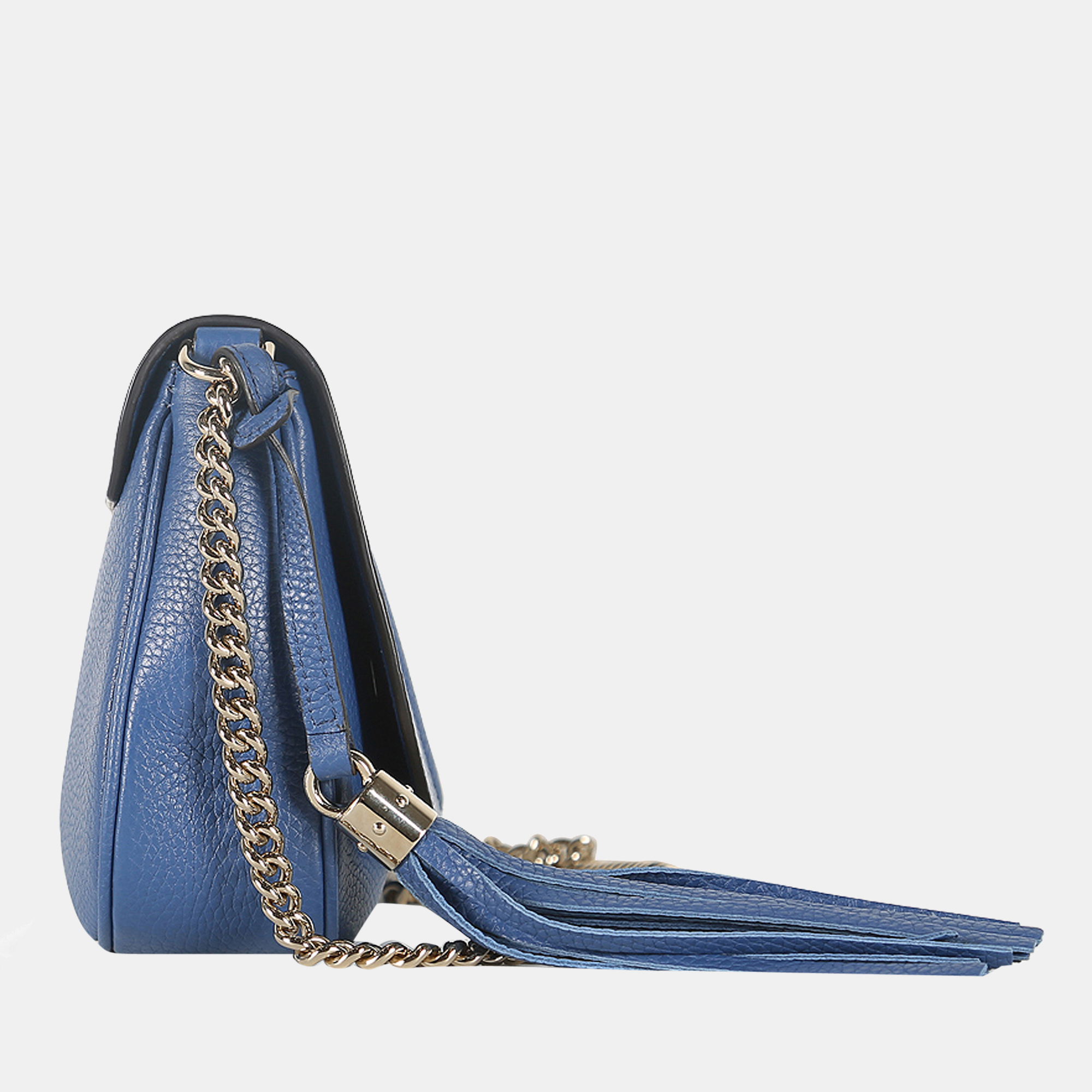 

Gucci Blue Grained Leather Soho Cahi GG Shoulder Bag