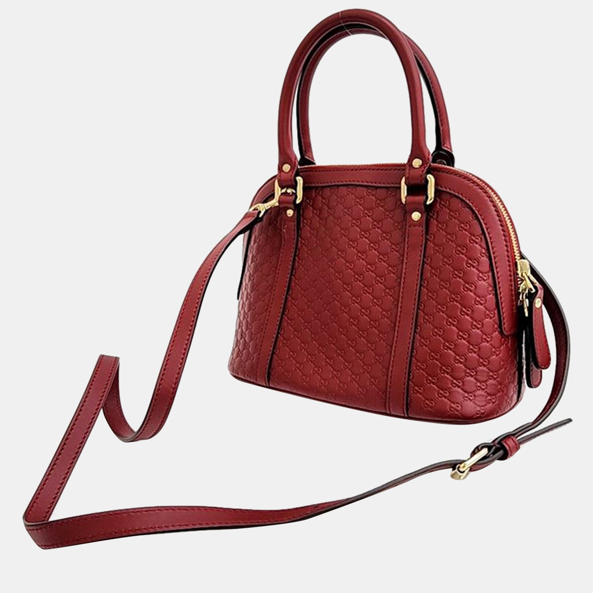 

Gucci Red Leather Mico Guccissima Dome Top Handle Bag