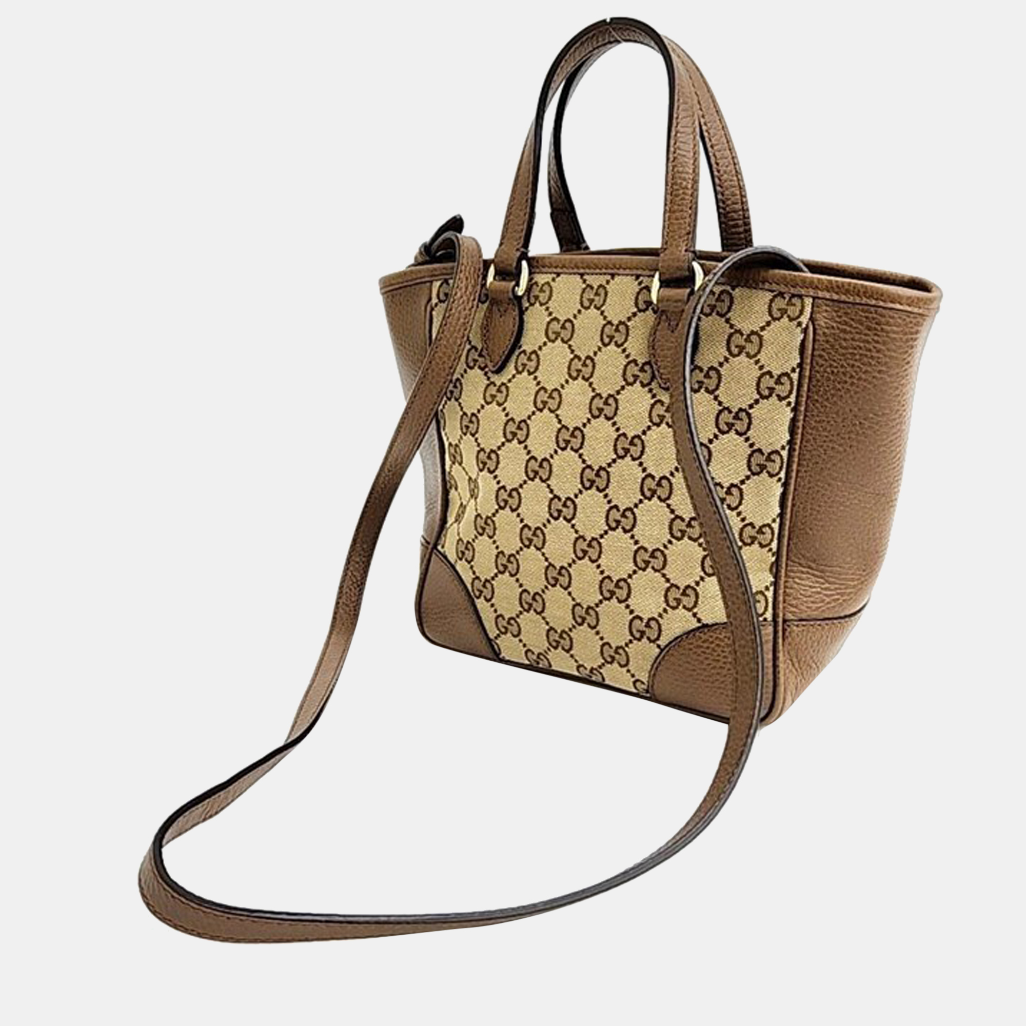 

Gucci Brown Leather Canvas GG Bree Small Satchel Bag
