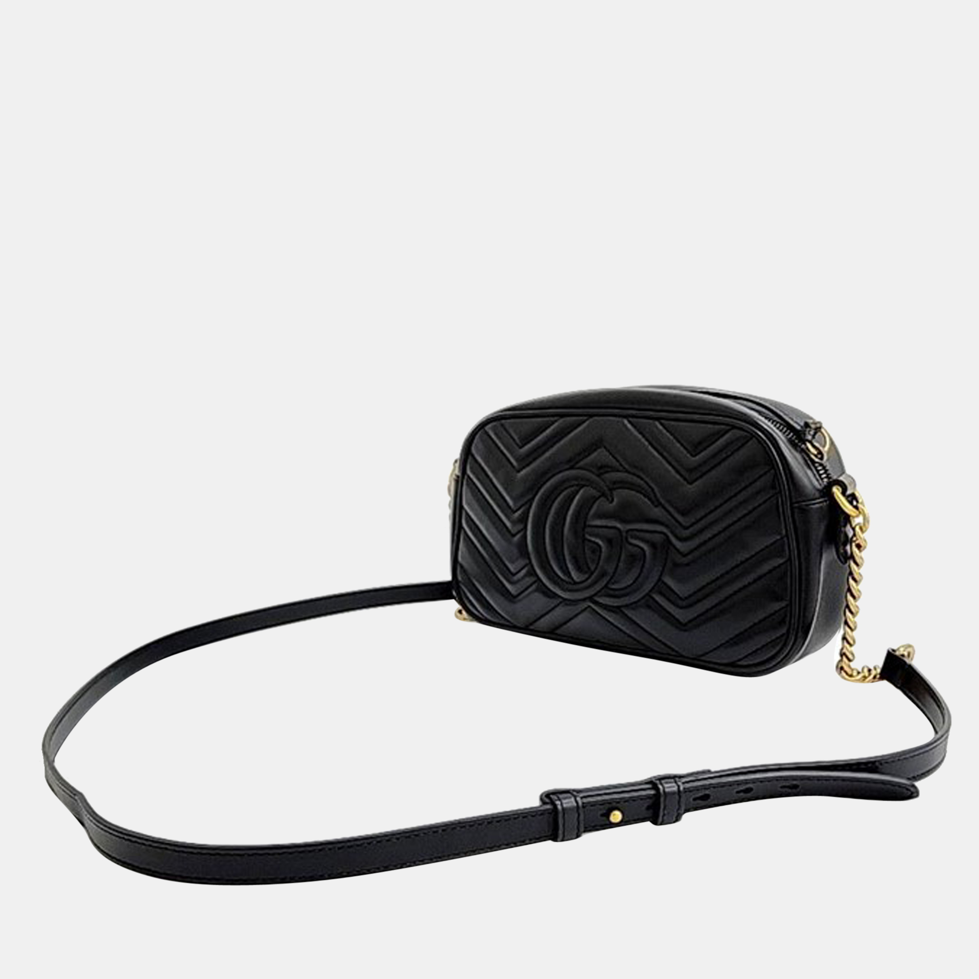 

Gucci Black Leather GG Marmont Camera Shoulder Bag