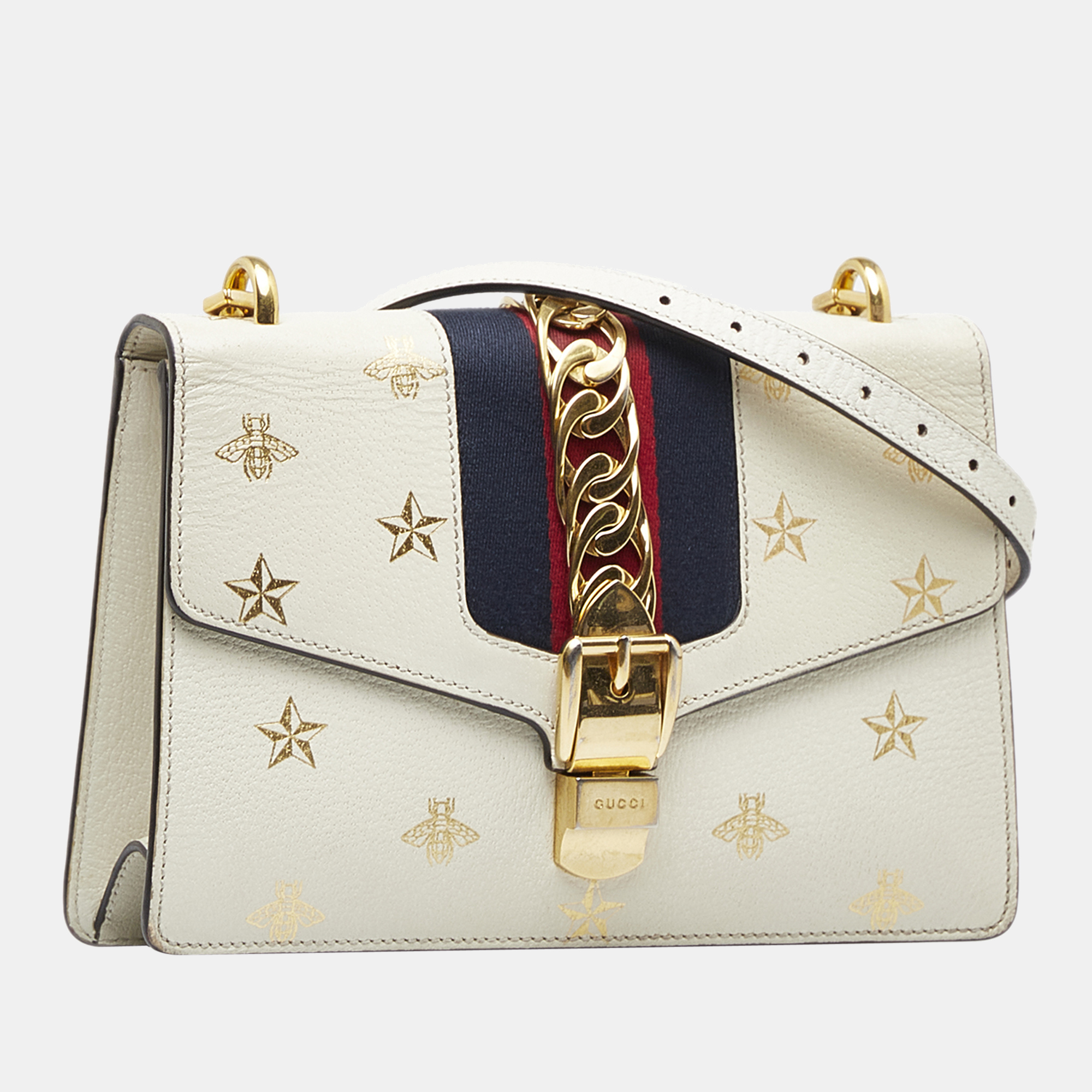 

Gucci White Small Bee Star Sylvie Crossbody