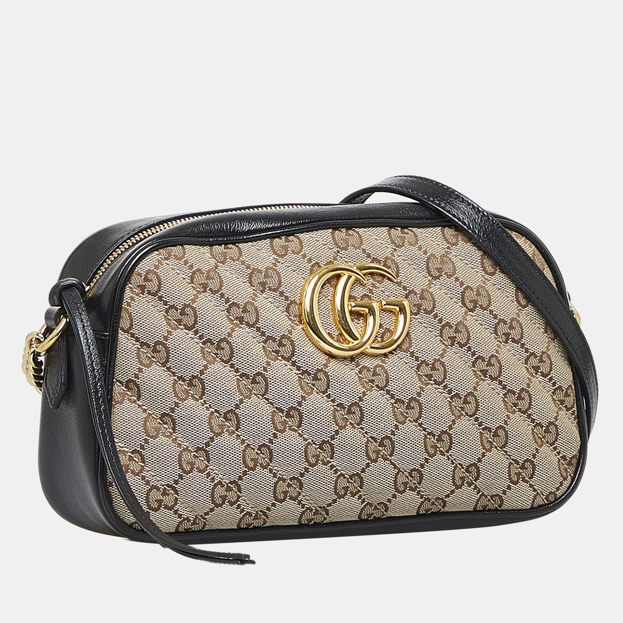 

Gucci Beige/Black/Brown Small GG Canvas Marmont Crossbody