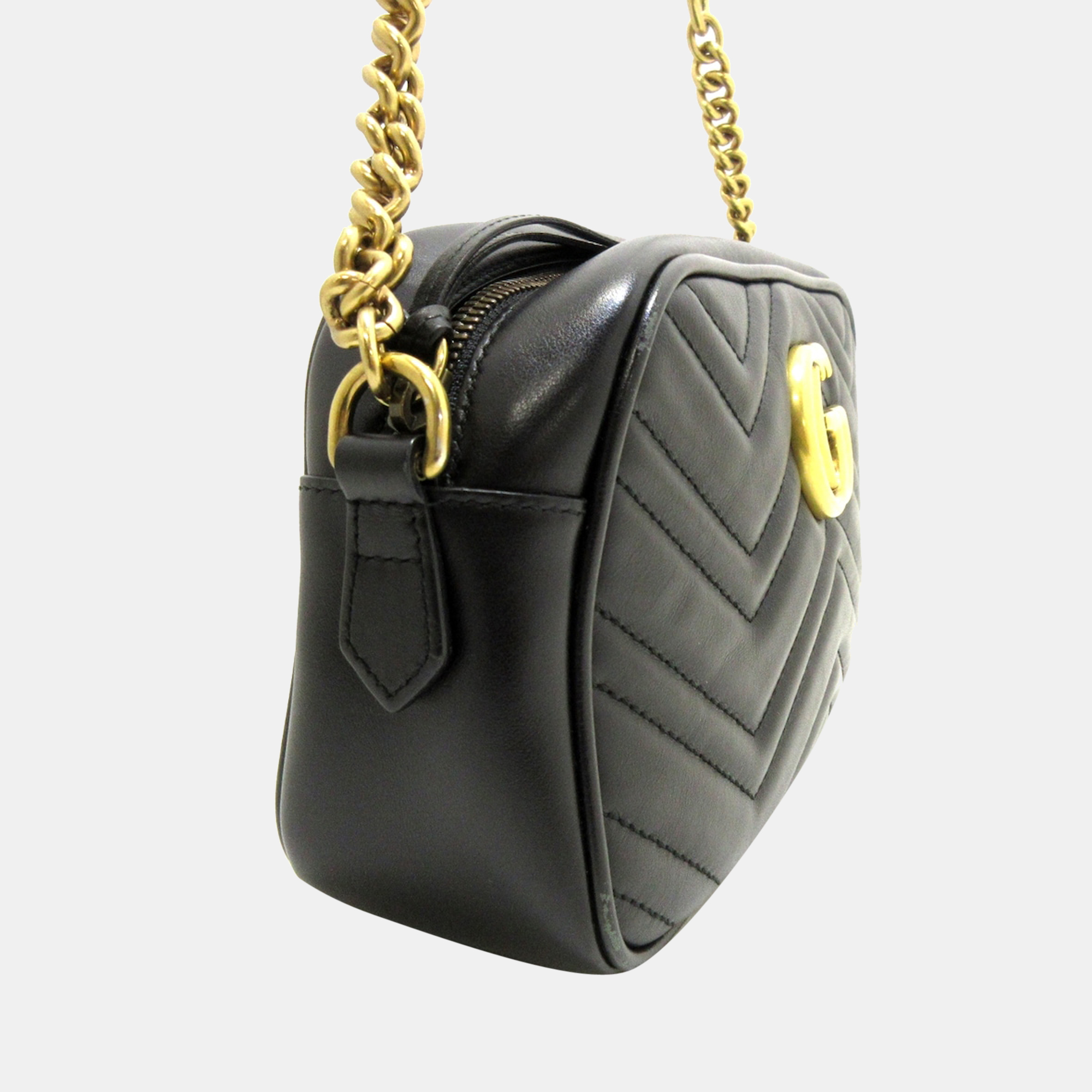 

Gucci Black Matelasse Leather Small GG Marmont Shoulder Bag