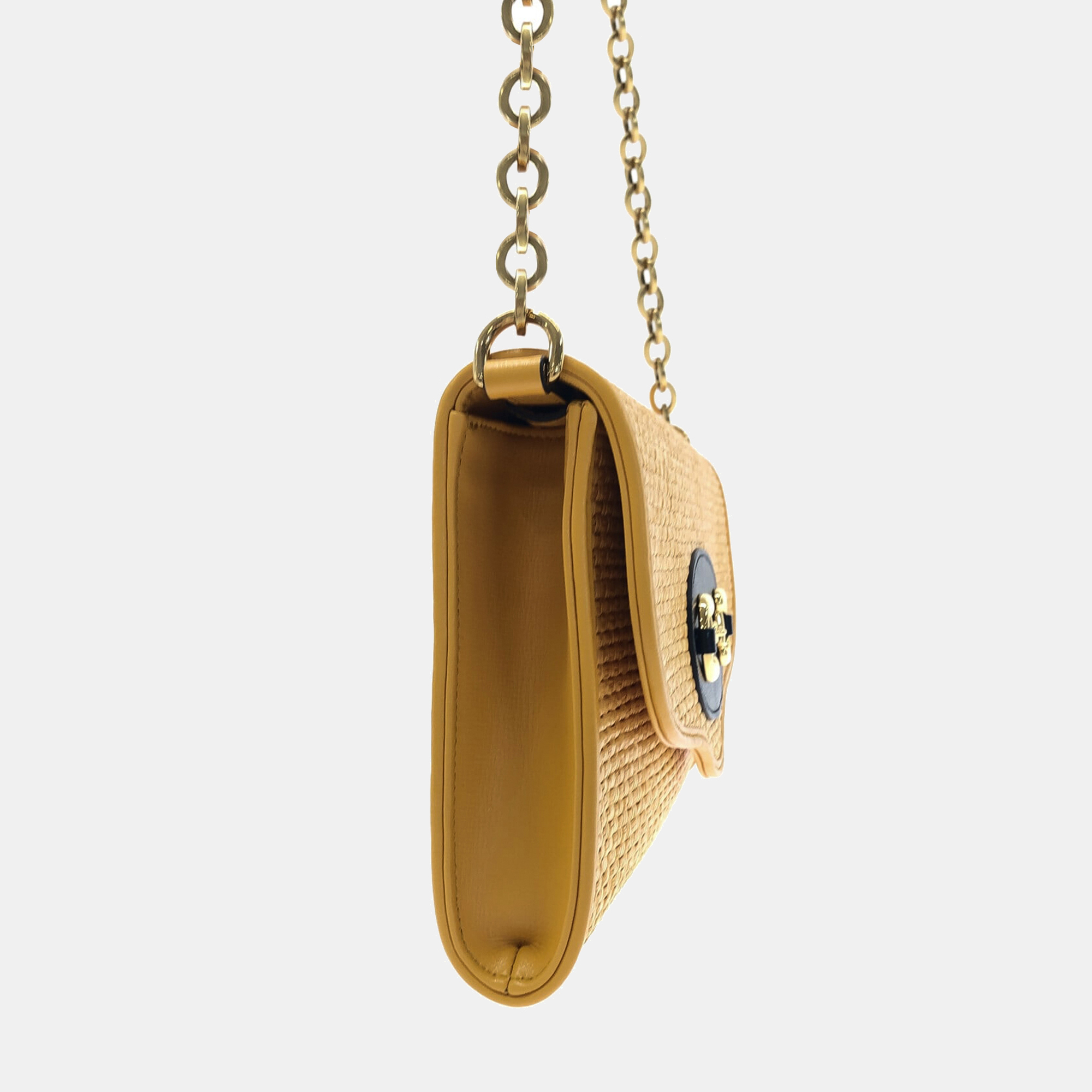 

Gucci Yellow Horsebit 1955 Raffia Chain Bag