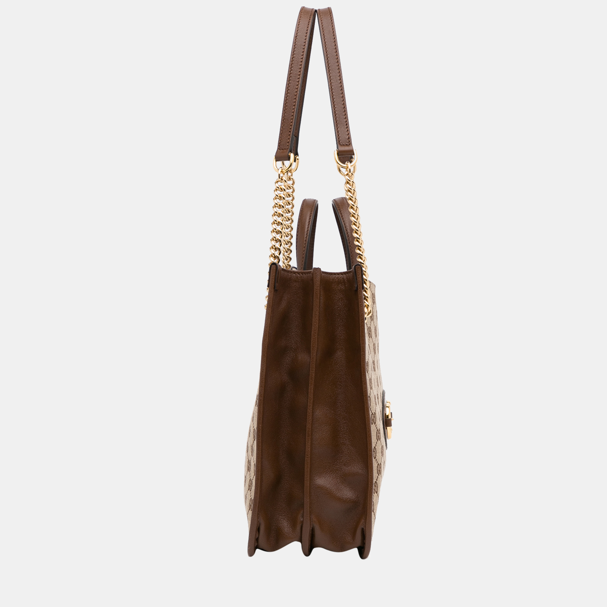 

Gucci Beige/Brown Medium GG Canvas 1955 Horsebit Chain Tote