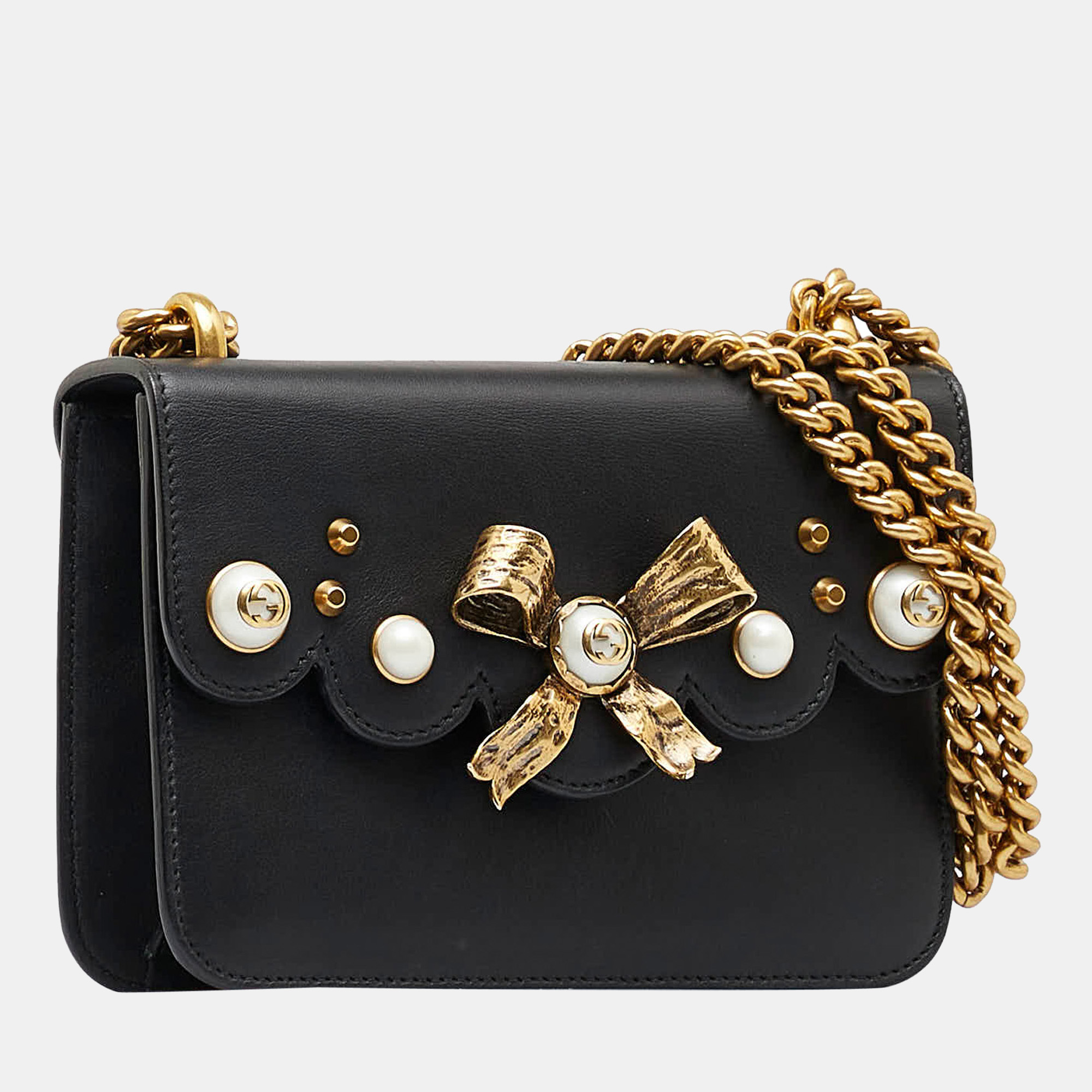 

Gucci Black Peony Pearly Chain Crossbody