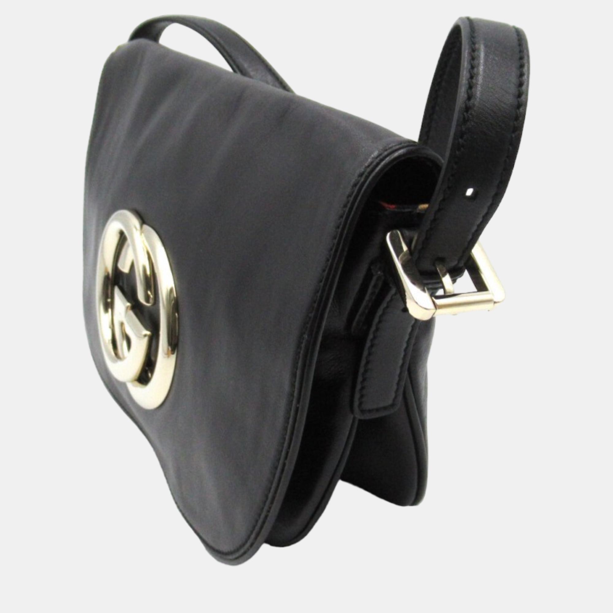 

Gucci Black Leather Britt Flap Shoulder Bag