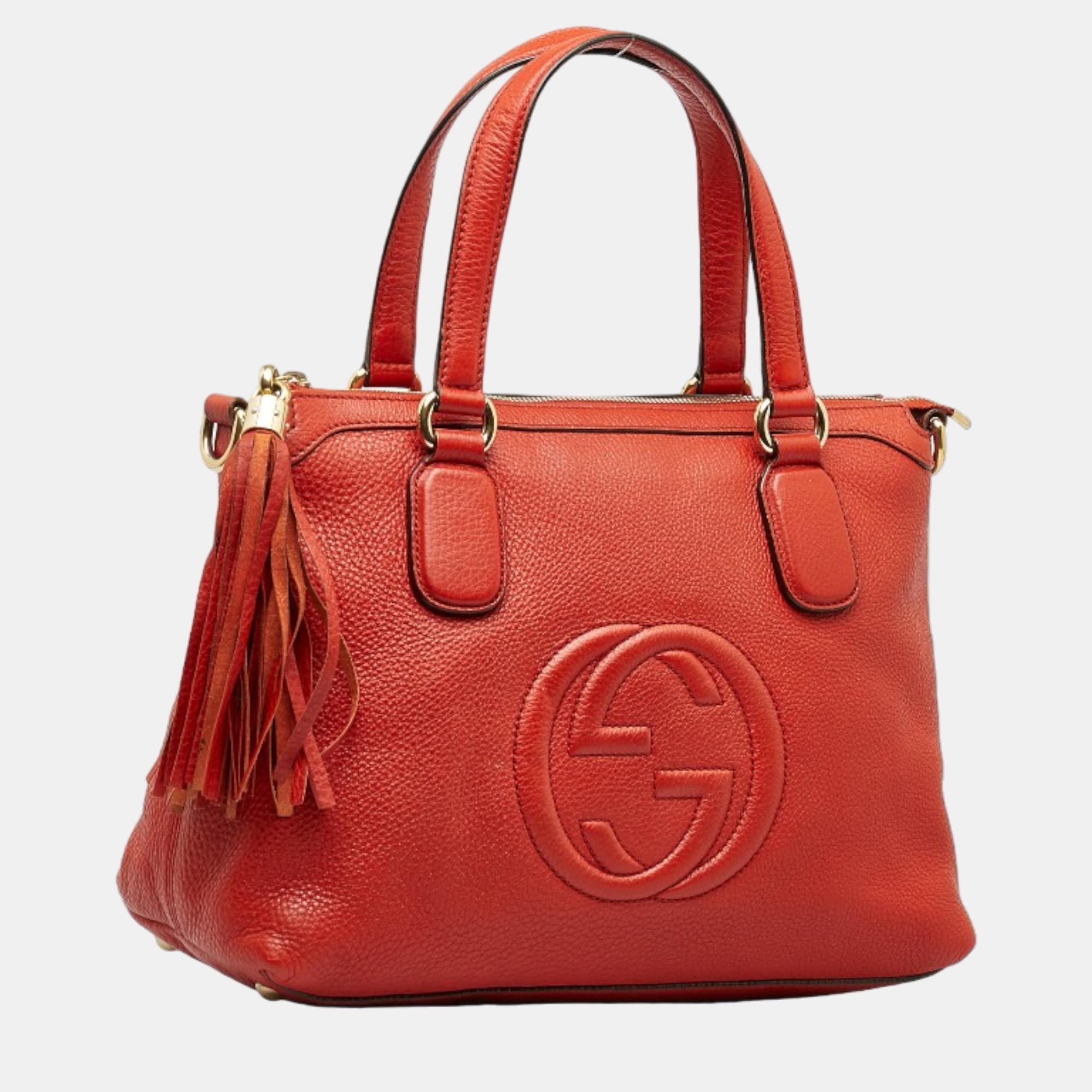 

Gucci Orange Leather Soho Top Handle Bag