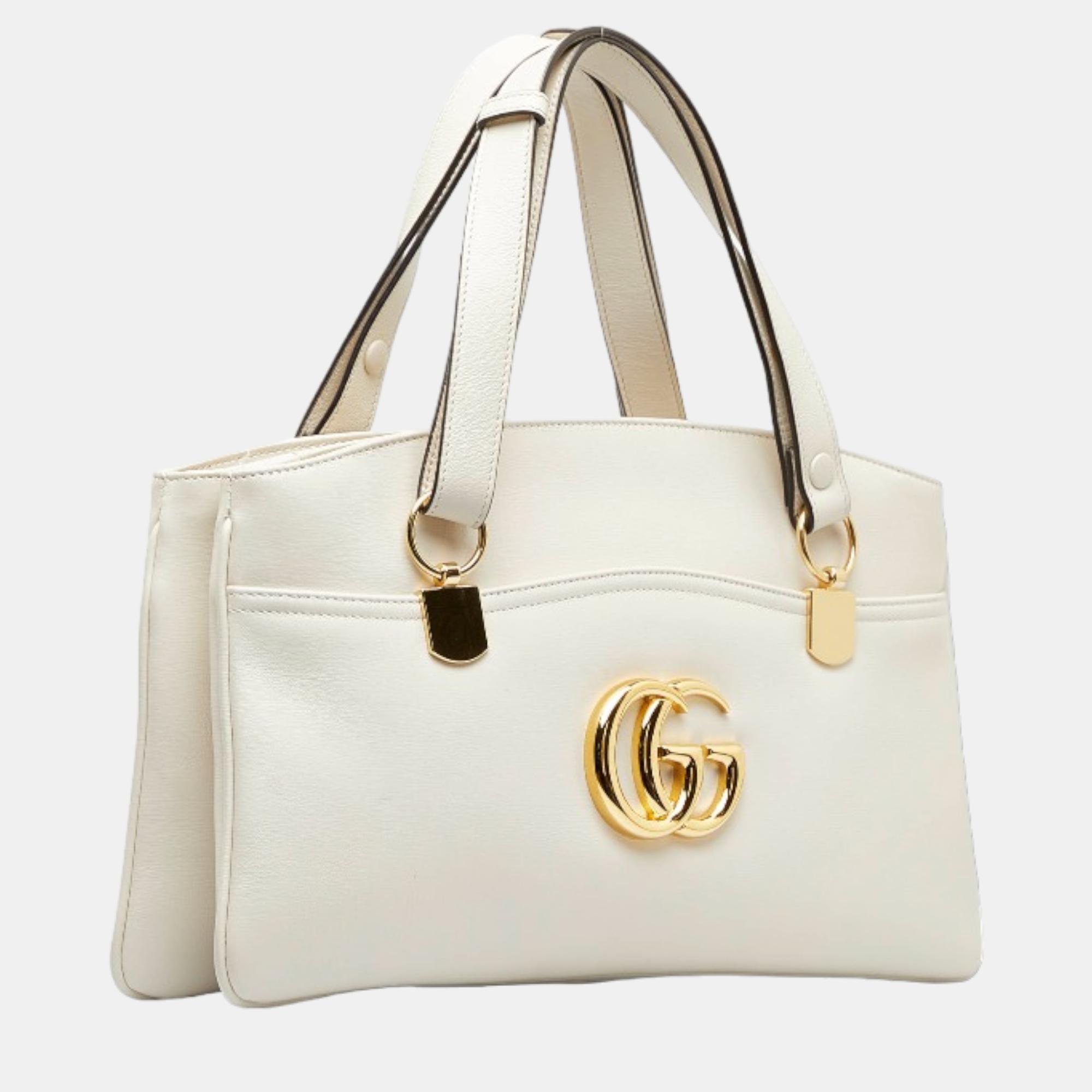 

Gucci White Leather Large Arli Handle Bag