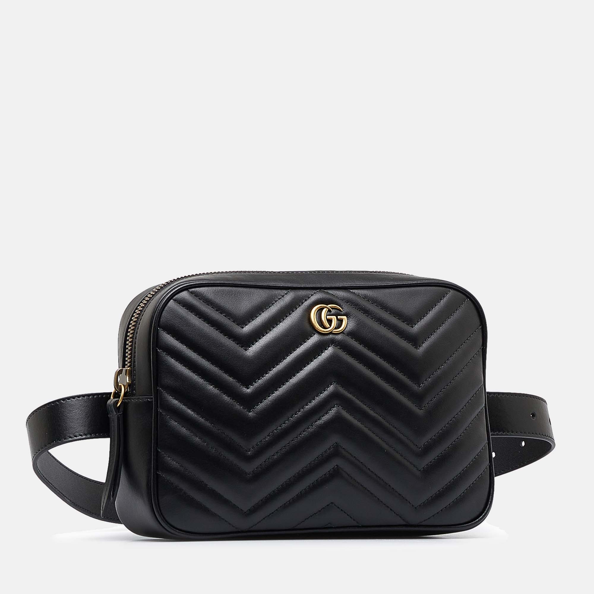 

Gucci GG Marmont Matelasse Square Belt Bag, Black