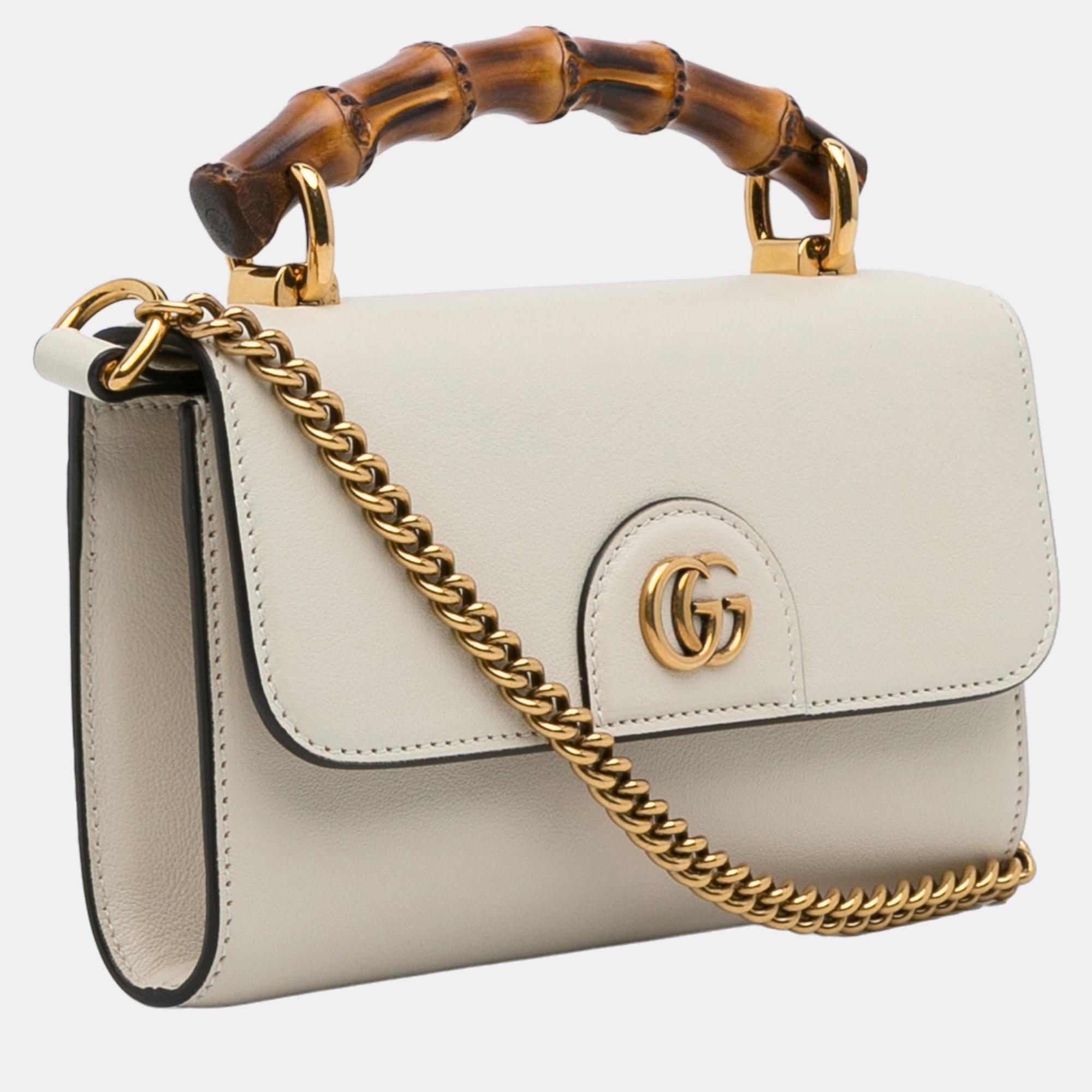 

Gucci White Mini Bamboo Diana Satchel