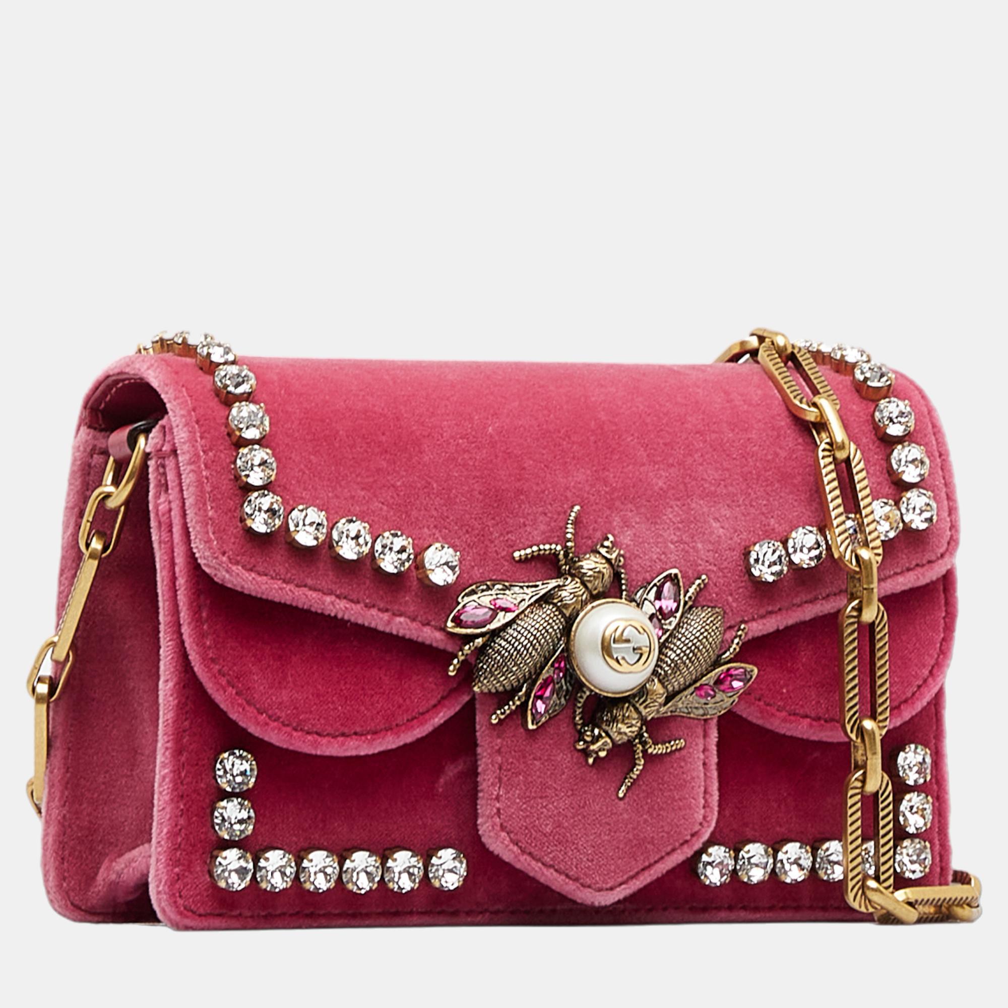 

Gucci Pink Broadway Velvet Crossbody Bag