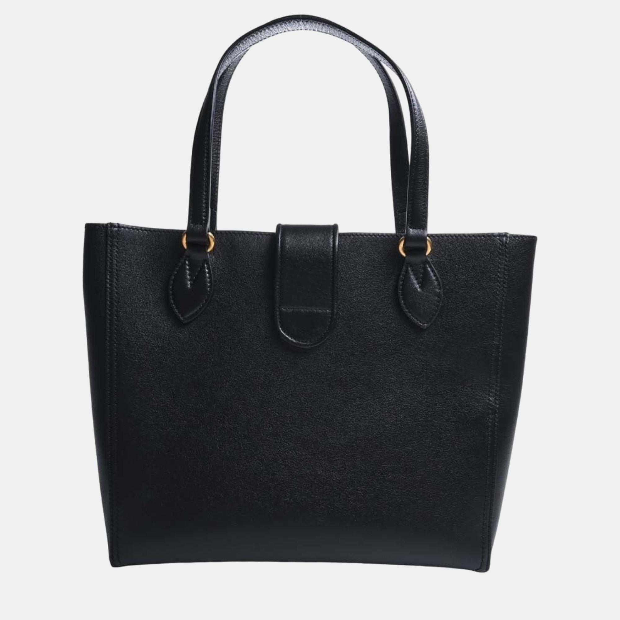 

Gucci Black Leather Small Dahlia Tote Bag